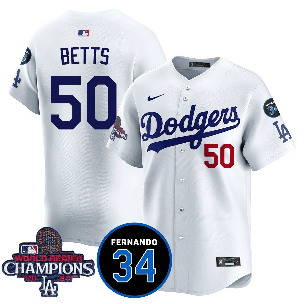LA Dodgers - World Series Champions 2024/Fernando Valenzuela Memorial Jersey - All Stitched N1 by Los Angeles Dodgers