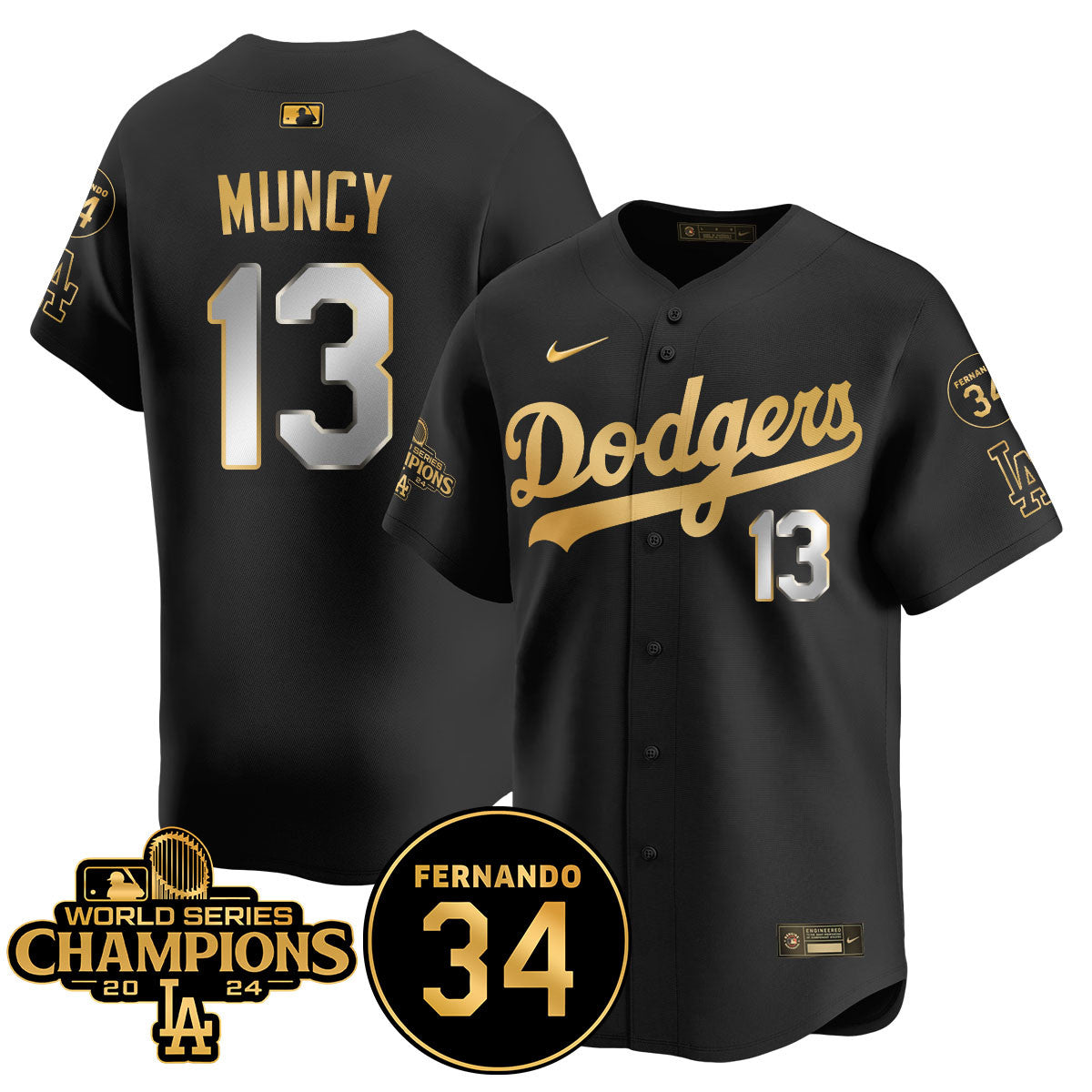 LA Dodgers - World Series Champions 2024/Fernando Valenzuela Memorial Jersey - All Stitched N1 by Los Angeles Dodgers