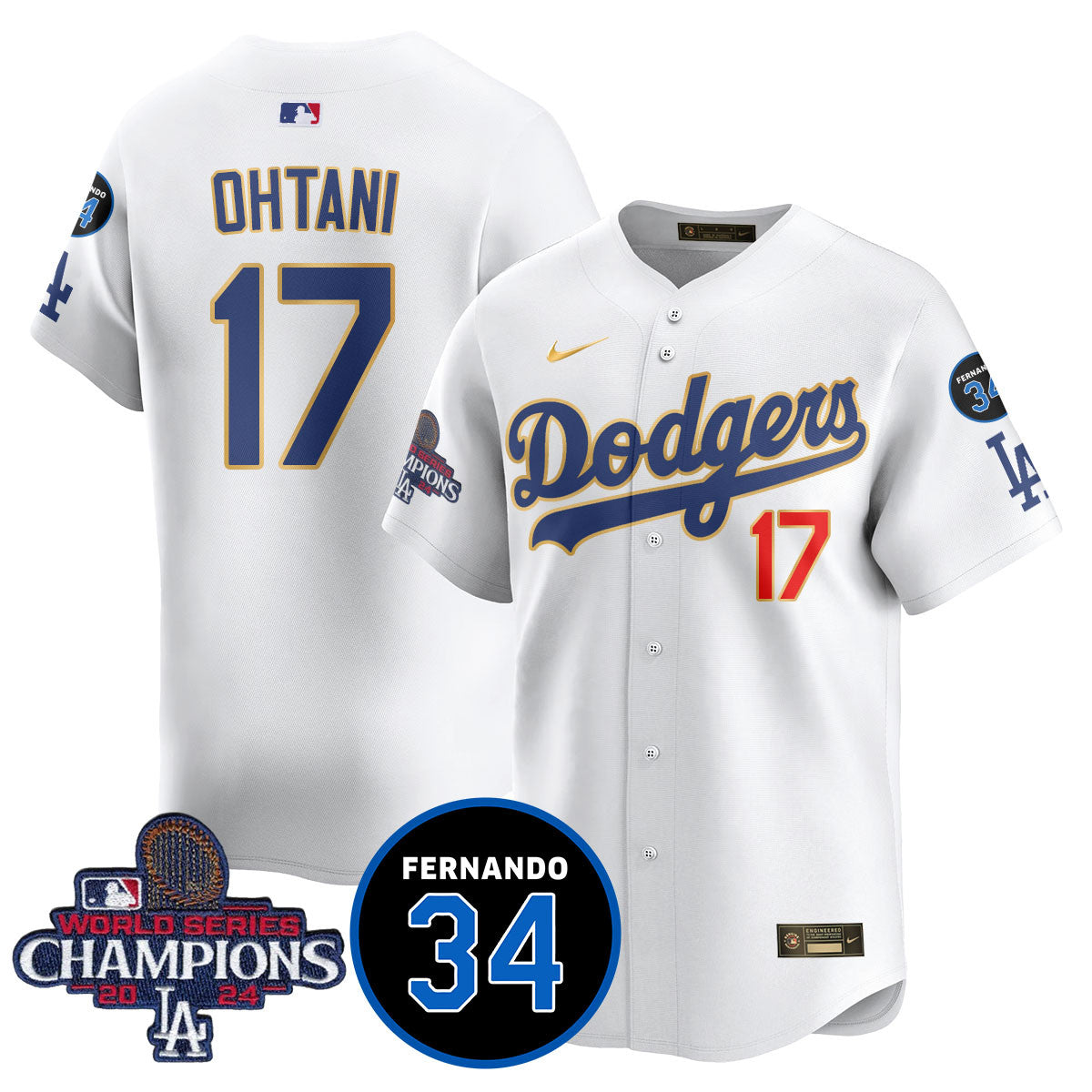 LA Dodgers - World Series Champions 2024/Fernando Valenzuela Memorial Jersey - All Stitched N1 by Los Angeles Dodgers
