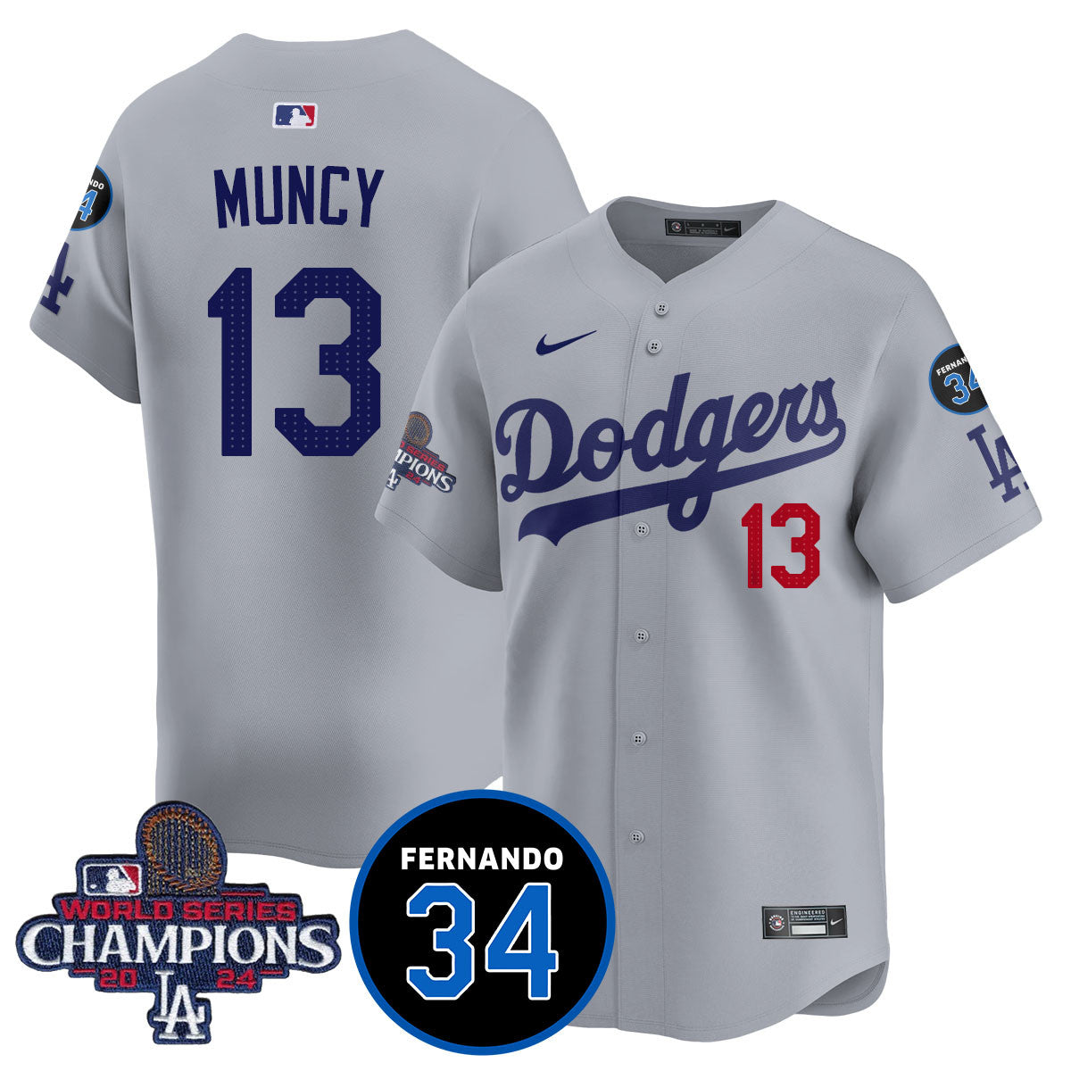 LA Dodgers - World Series Champions 2024/Fernando Valenzuela Memorial Jersey - All Stitched N1 by Los Angeles Dodgers