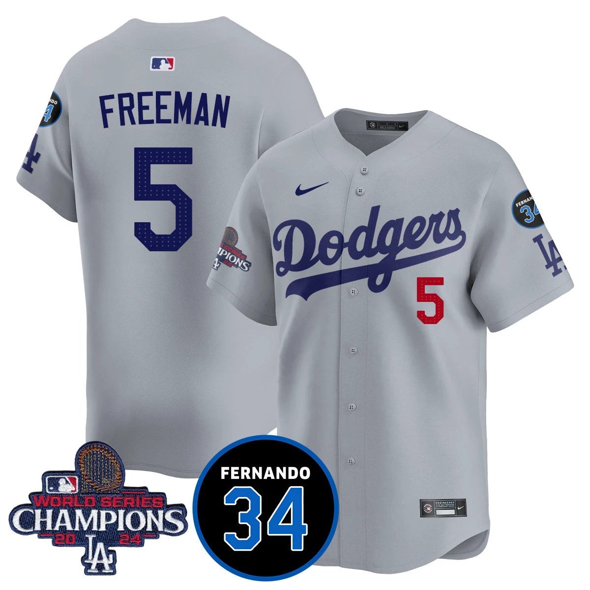 LA Dodgers - World Series Champions 2024/Fernando Valenzuela Memorial Jersey - All Stitched N1 by Los Angeles Dodgers