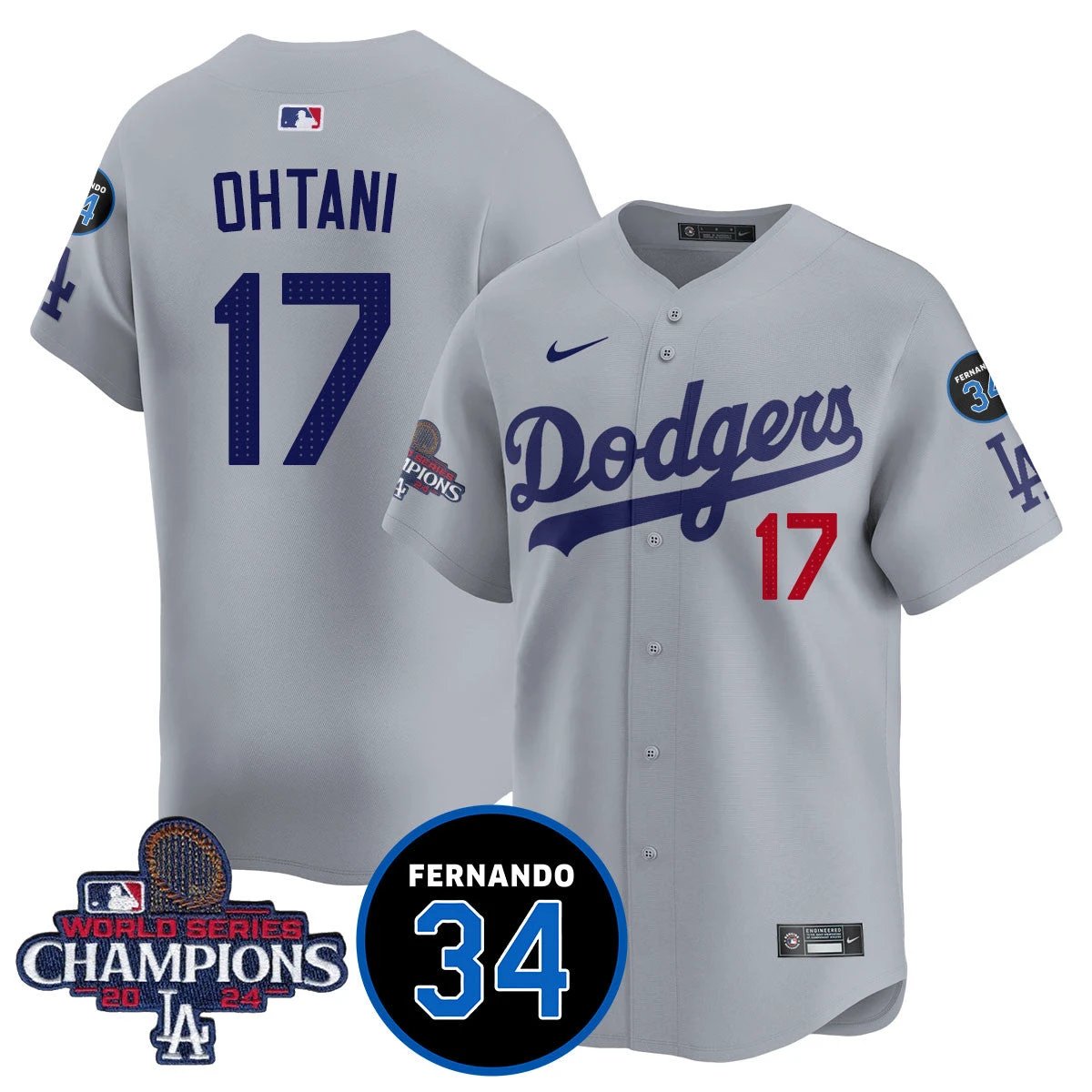 LA Dodgers - World Series Champions 2024/Fernando Valenzuela Memorial Jersey - All Stitched N1 by Los Angeles Dodgers