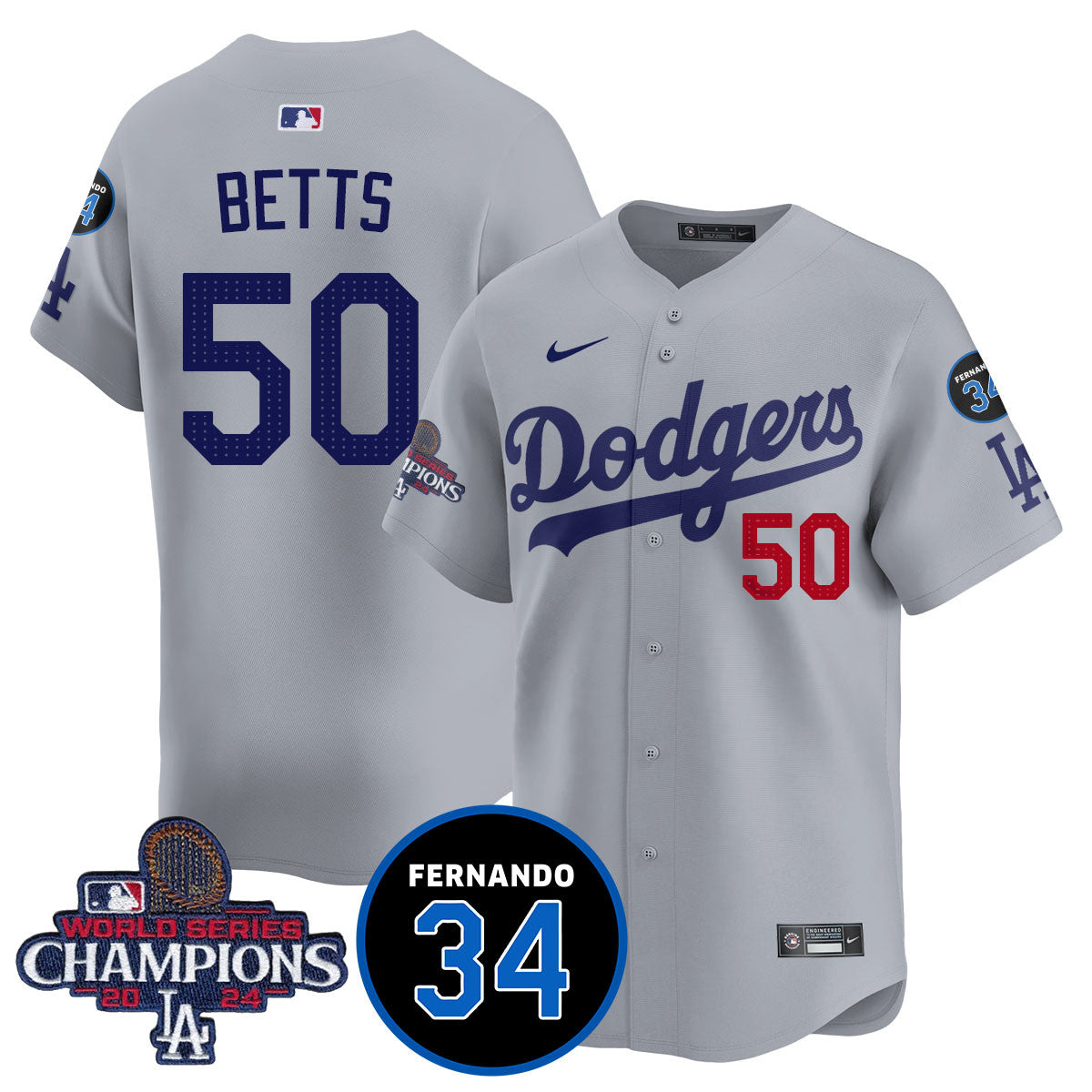LA Dodgers - World Series Champions 2024/Fernando Valenzuela Memorial Jersey - All Stitched N1 by Los Angeles Dodgers