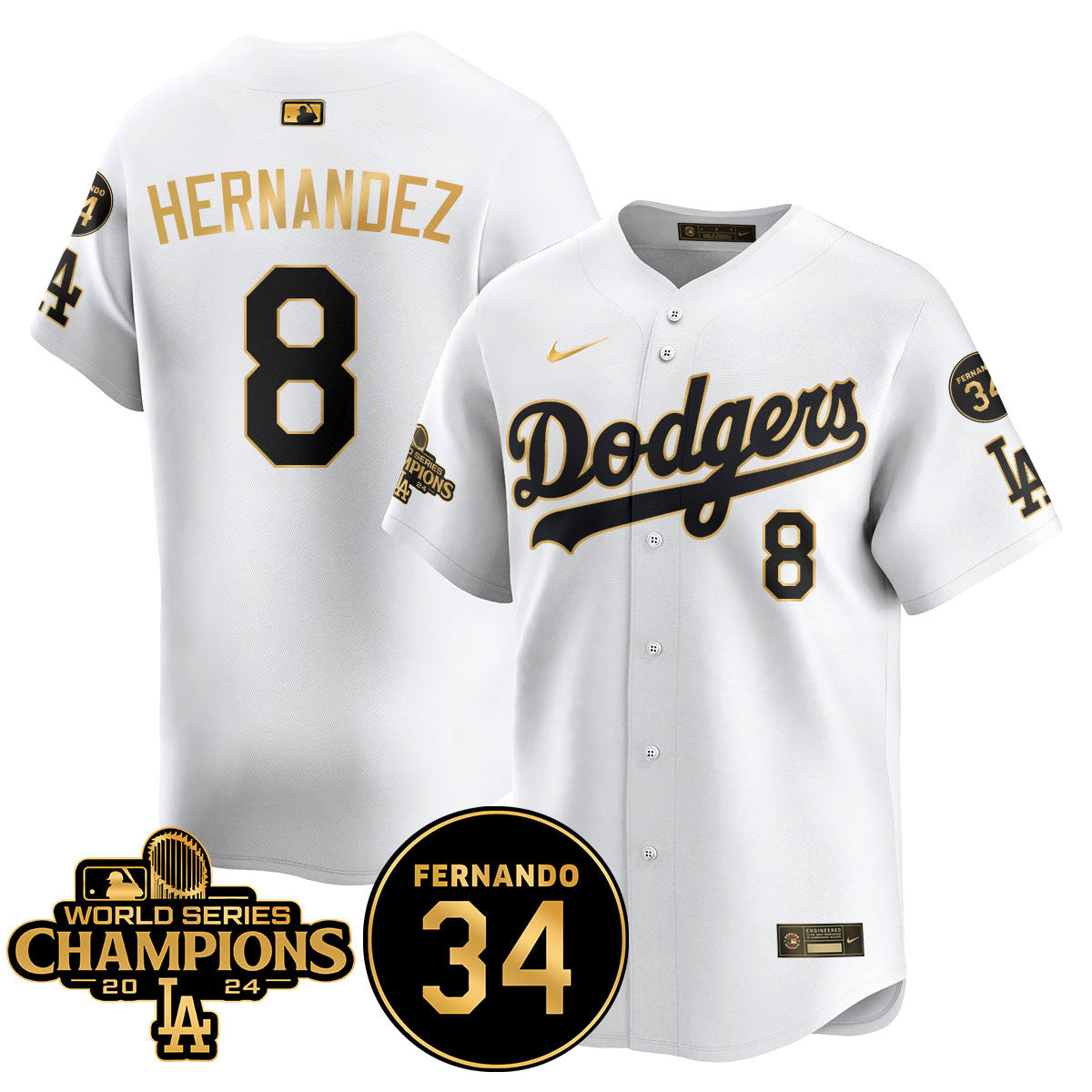 LA Dodgers - World Series Champions 2024/Fernando Valenzuela Memorial Jersey - All Stitched N1 by Los Angeles Dodgers