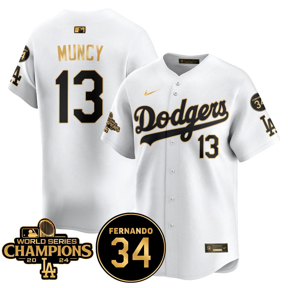 LA Dodgers - World Series Champions 2024/Fernando Valenzuela Memorial Jersey - All Stitched N1 by Los Angeles Dodgers