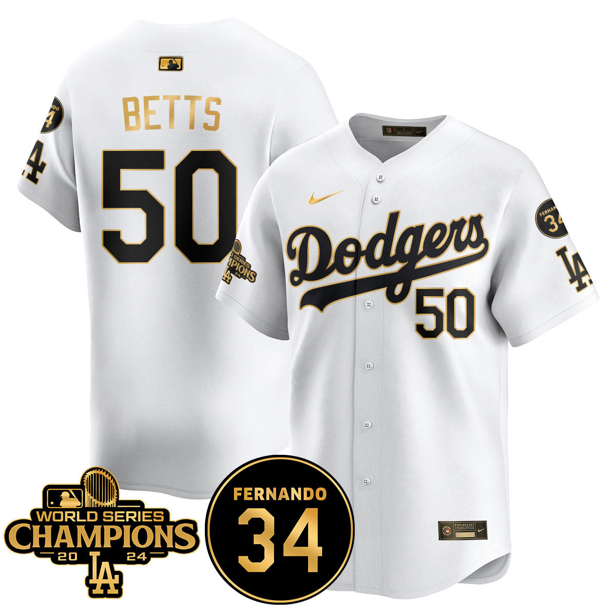LA Dodgers - World Series Champions 2024/Fernando Valenzuela Memorial Jersey - All Stitched N1 by Los Angeles Dodgers