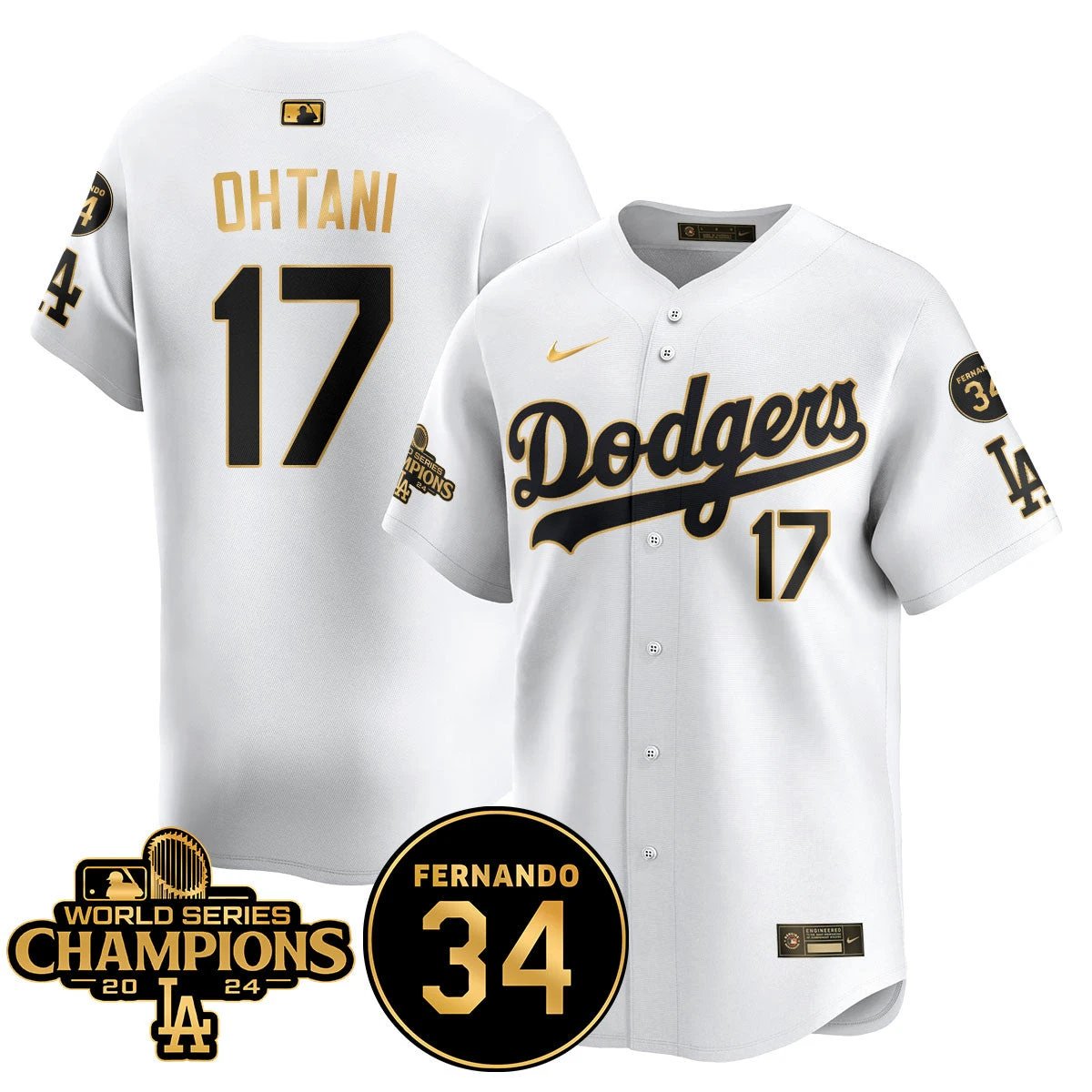 LA Dodgers - World Series Champions 2024/Fernando Valenzuela Memorial Jersey - All Stitched N1 by Los Angeles Dodgers