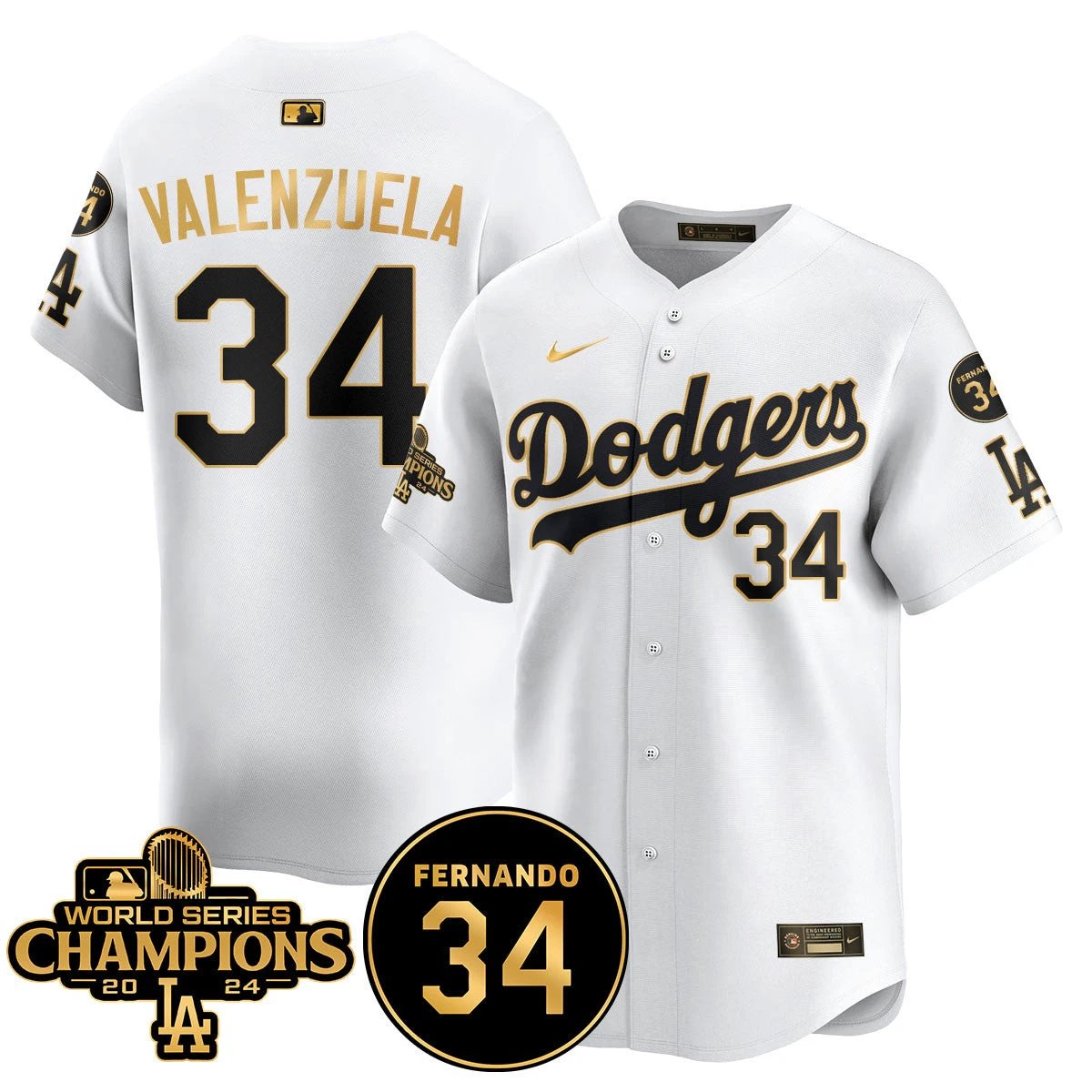 LA Dodgers - World Series Champions 2024/Fernando Valenzuela Memorial Jersey - All Stitched N1 by Los Angeles Dodgers