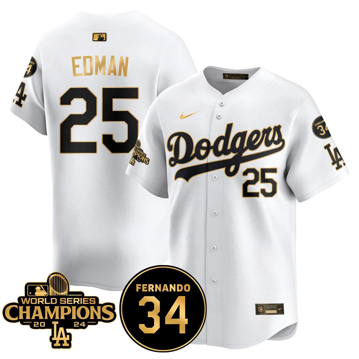 LA Dodgers - World Series Champions 2024/Fernando Valenzuela Memorial Jersey - All Stitched N1 by Los Angeles Dodgers