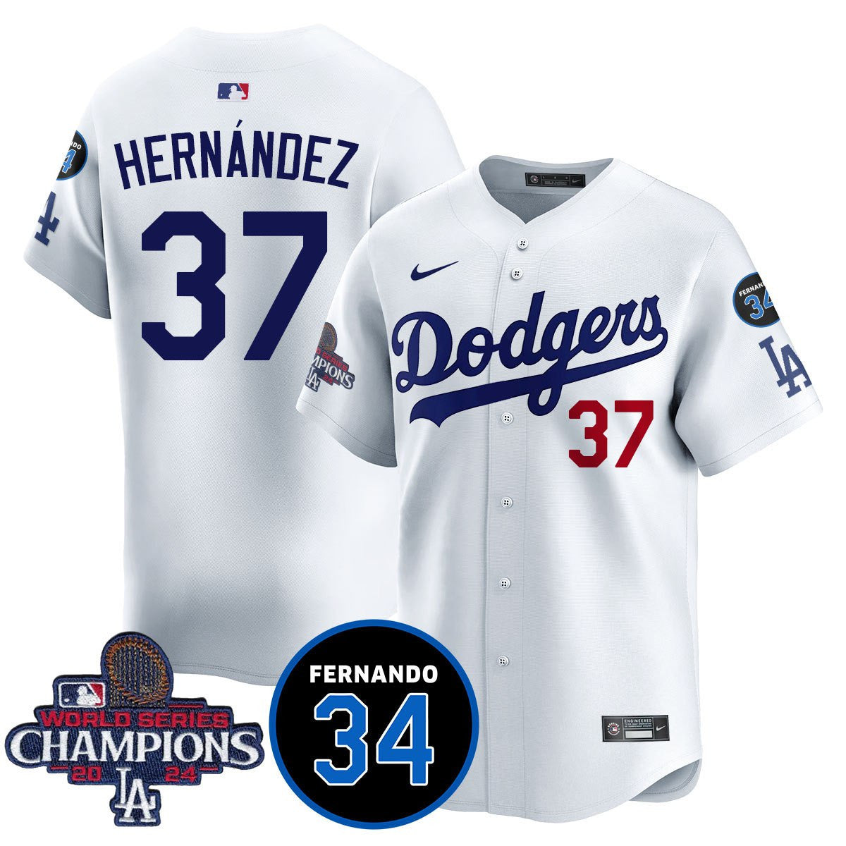 LA Dodgers - World Series Champions 2024/Fernando Valenzuela Memorial Jersey - All Stitched N1 by Los Angeles Dodgers