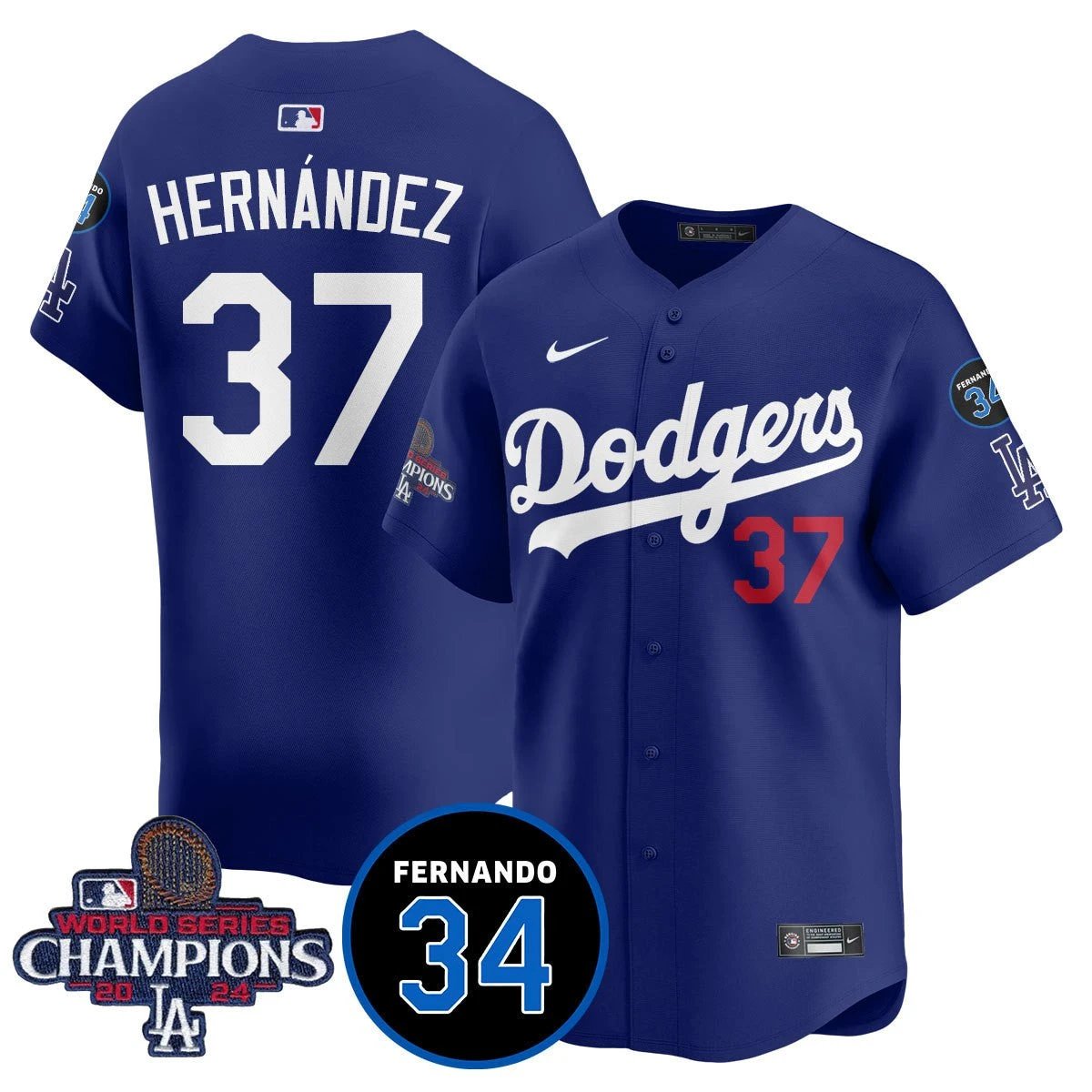 LA Dodgers - World Series Champions 2024/Fernando Valenzuela Memorial Jersey - All Stitched N1 by Los Angeles Dodgers