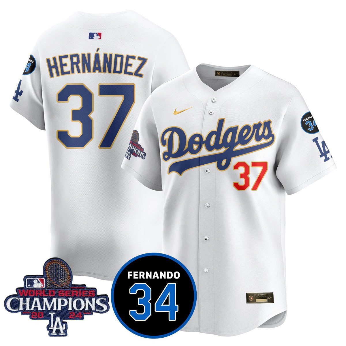 LA Dodgers - World Series Champions 2024/Fernando Valenzuela Memorial Jersey - All Stitched N1 by Los Angeles Dodgers