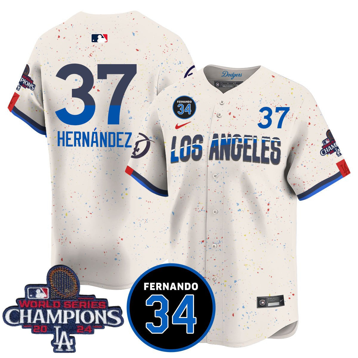 LA Dodgers - World Series Champions 2024/Fernando Valenzuela Memorial Jersey - All Stitched N1 by Los Angeles Dodgers