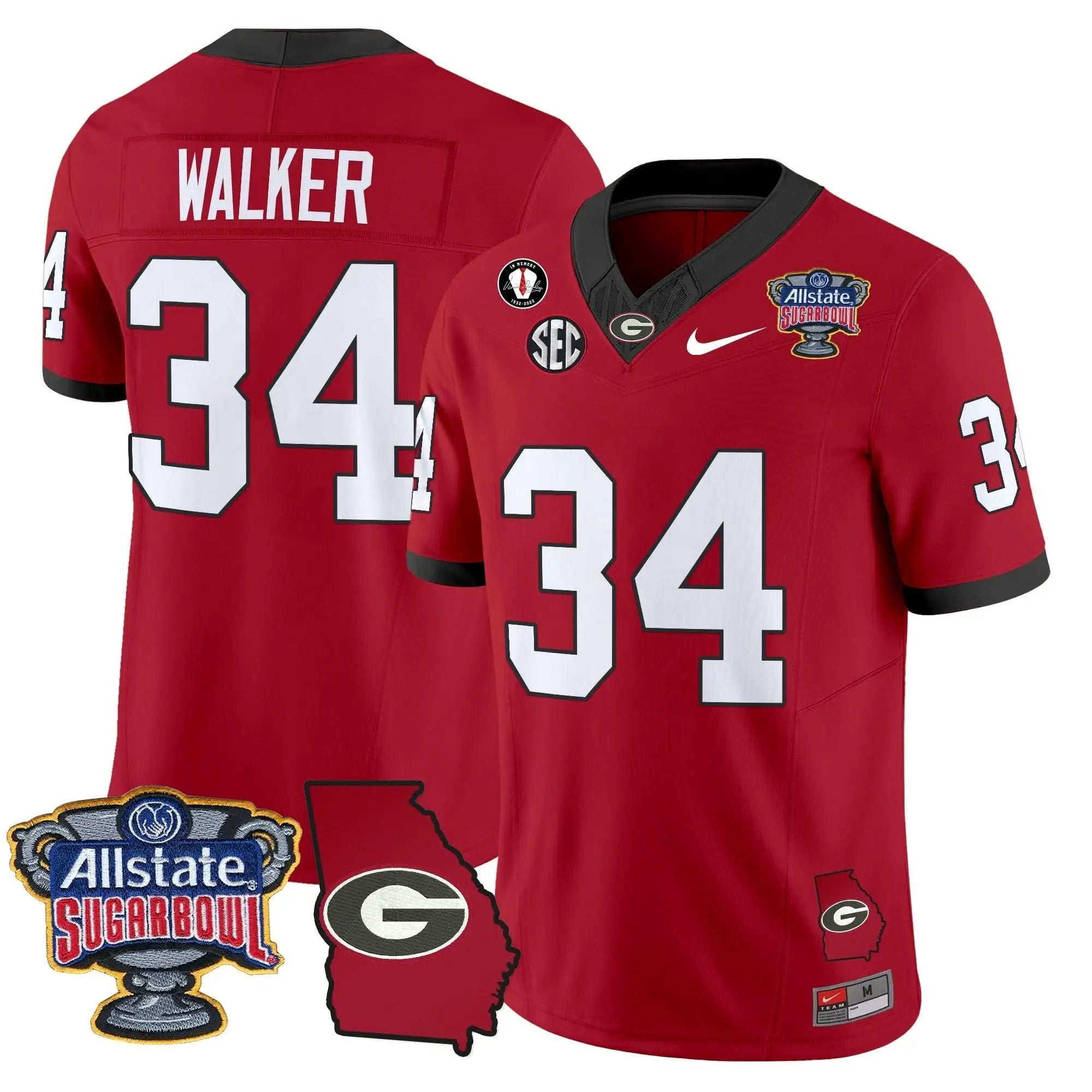 GB 2025 Sugar Bowl & Georgia Map Patch Vapor Limited Jersey by Georgia Bulldogs