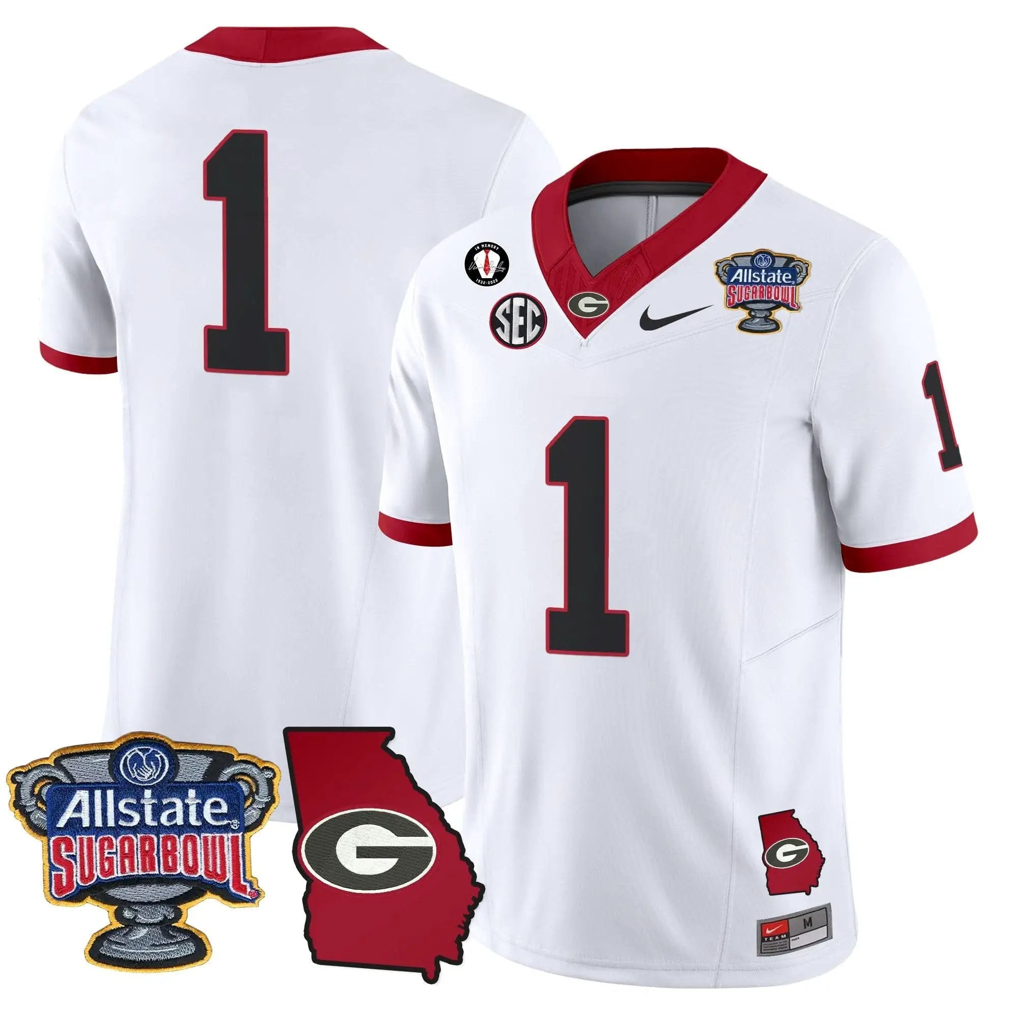GB 2025 Sugar Bowl & Georgia Map Patch Vapor Limited Jersey by Georgia Bulldogs