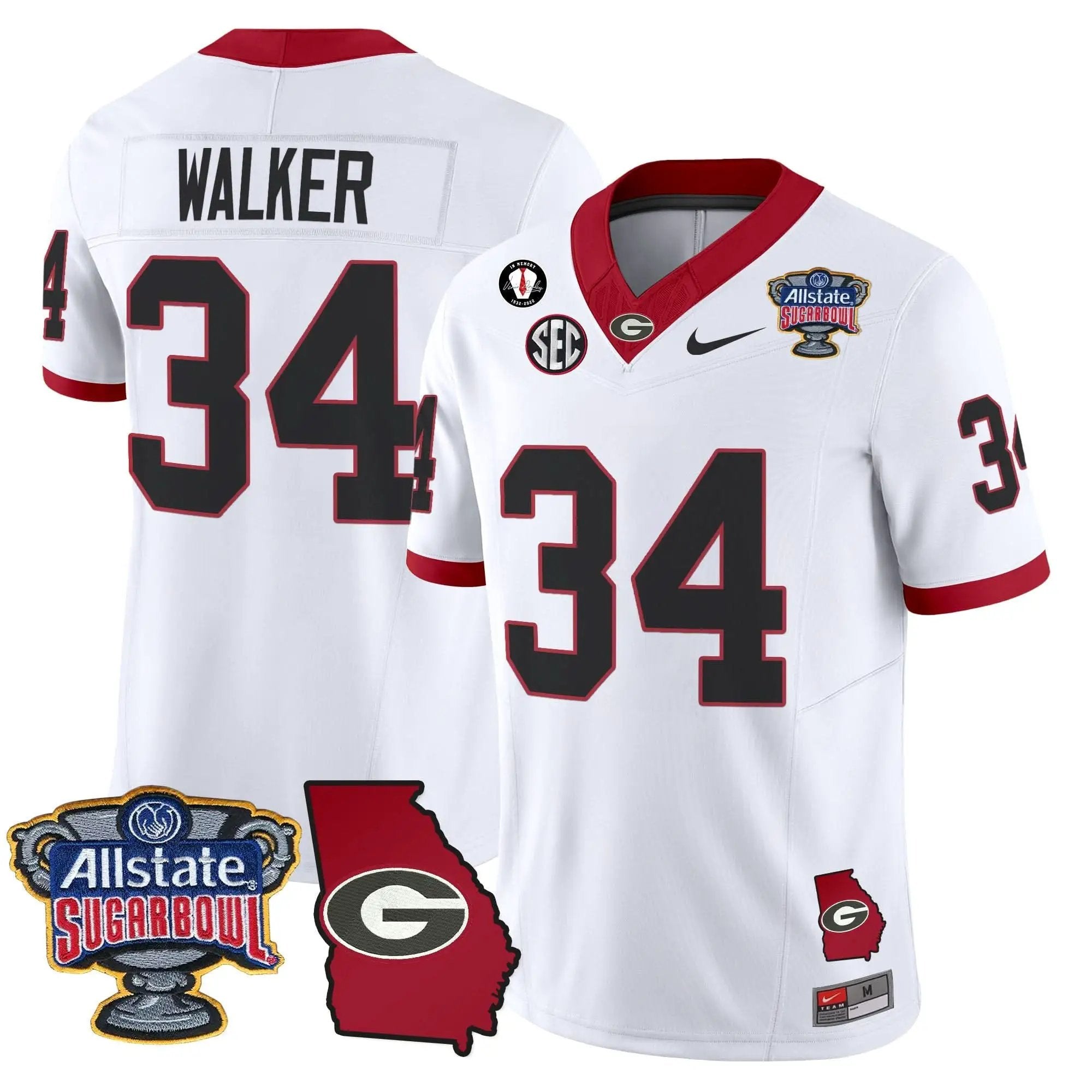 GB 2025 Sugar Bowl & Georgia Map Patch Vapor Limited Jersey by Georgia Bulldogs