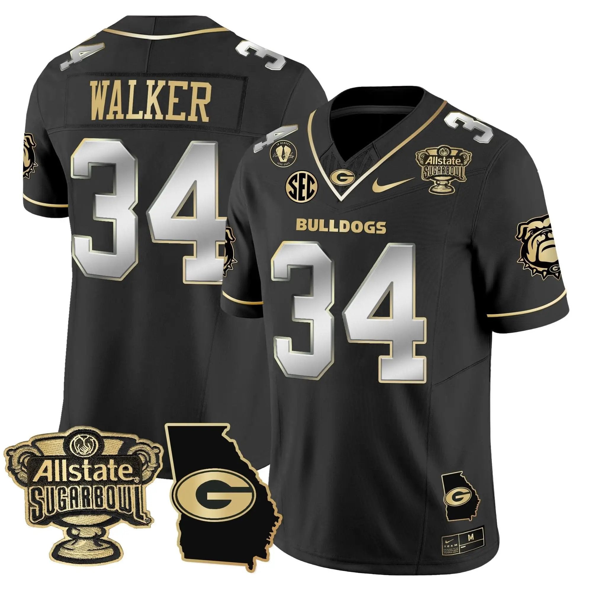 GB 2025 Sugar Bowl & Georgia Map Patch Vapor Limited Jersey by Georgia Bulldogs