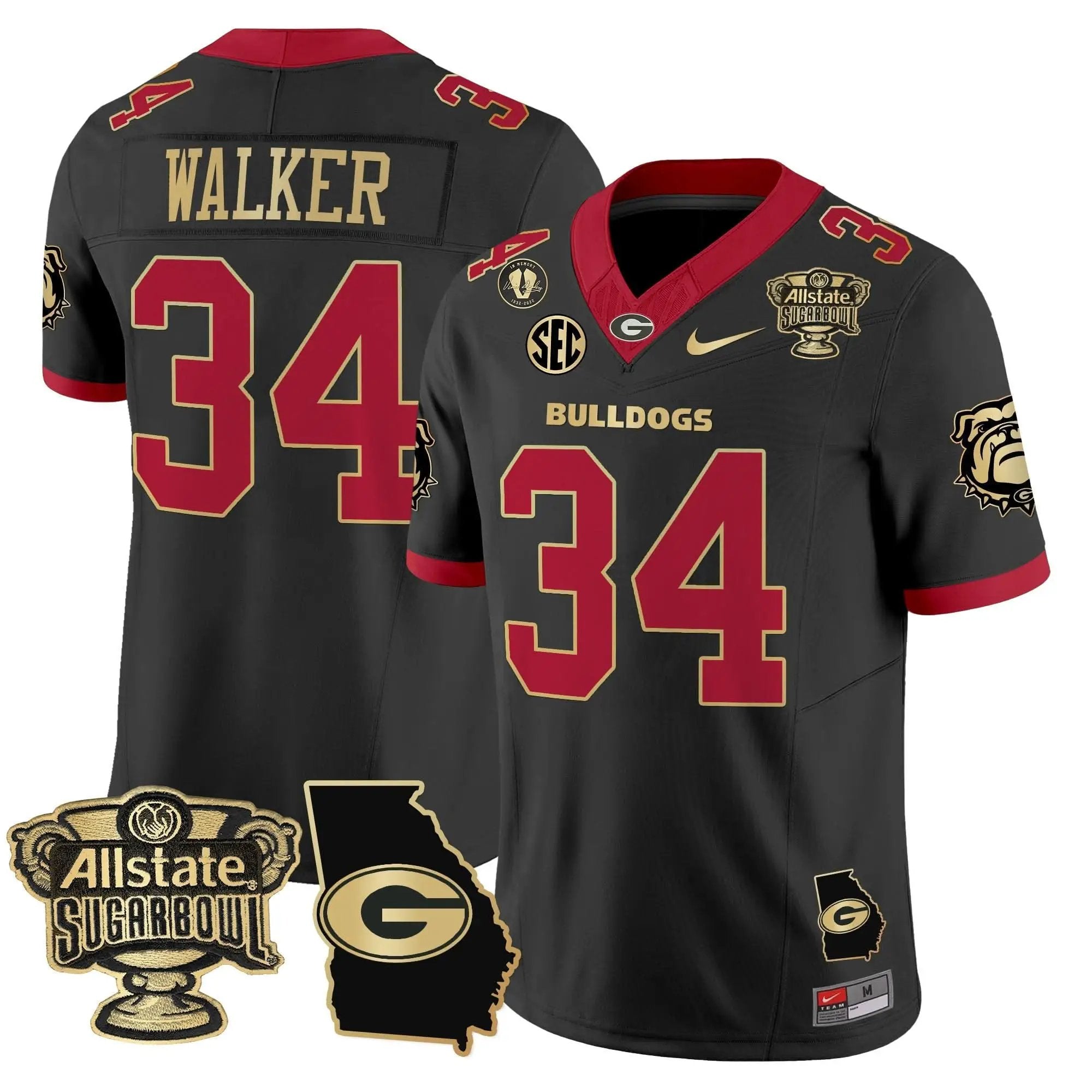 GB 2025 Sugar Bowl & Georgia Map Patch Vapor Limited Jersey by Georgia Bulldogs