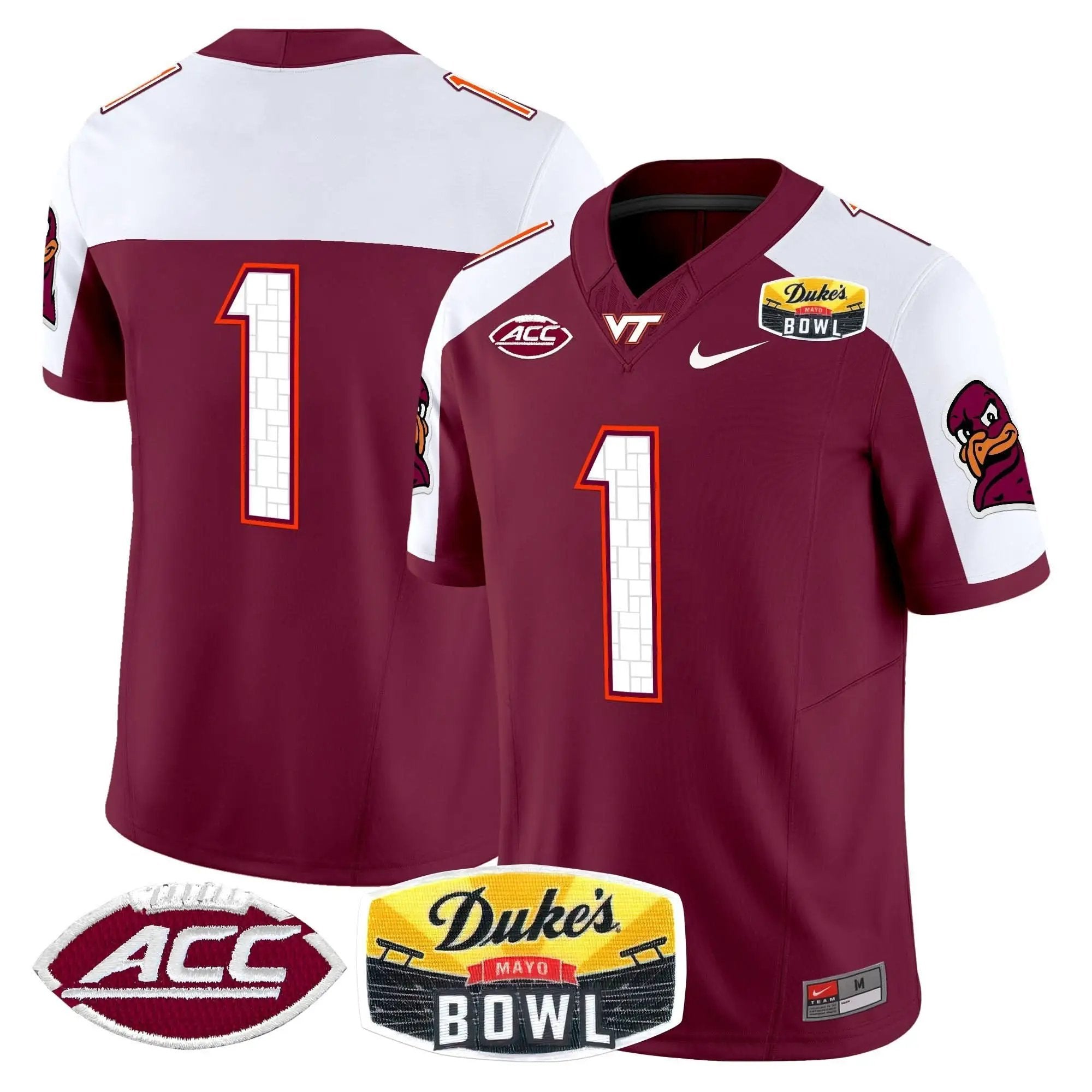 VTH 2025 Duke's Mayo Bowl Patch Vapor Limited Jersey by Virginia Tech Hokies