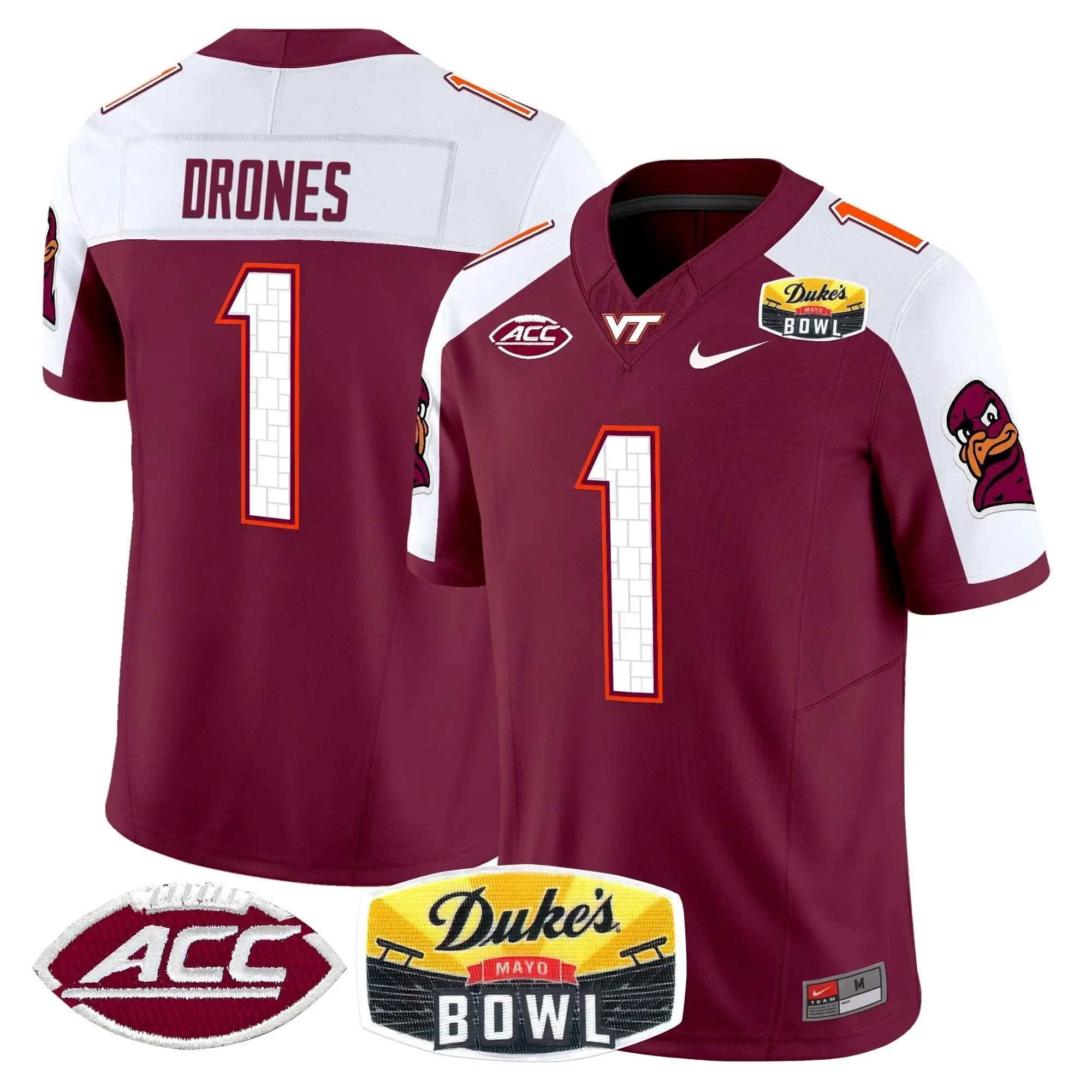 VTH 2025 Duke's Mayo Bowl Patch Vapor Limited Jersey by Virginia Tech Hokies