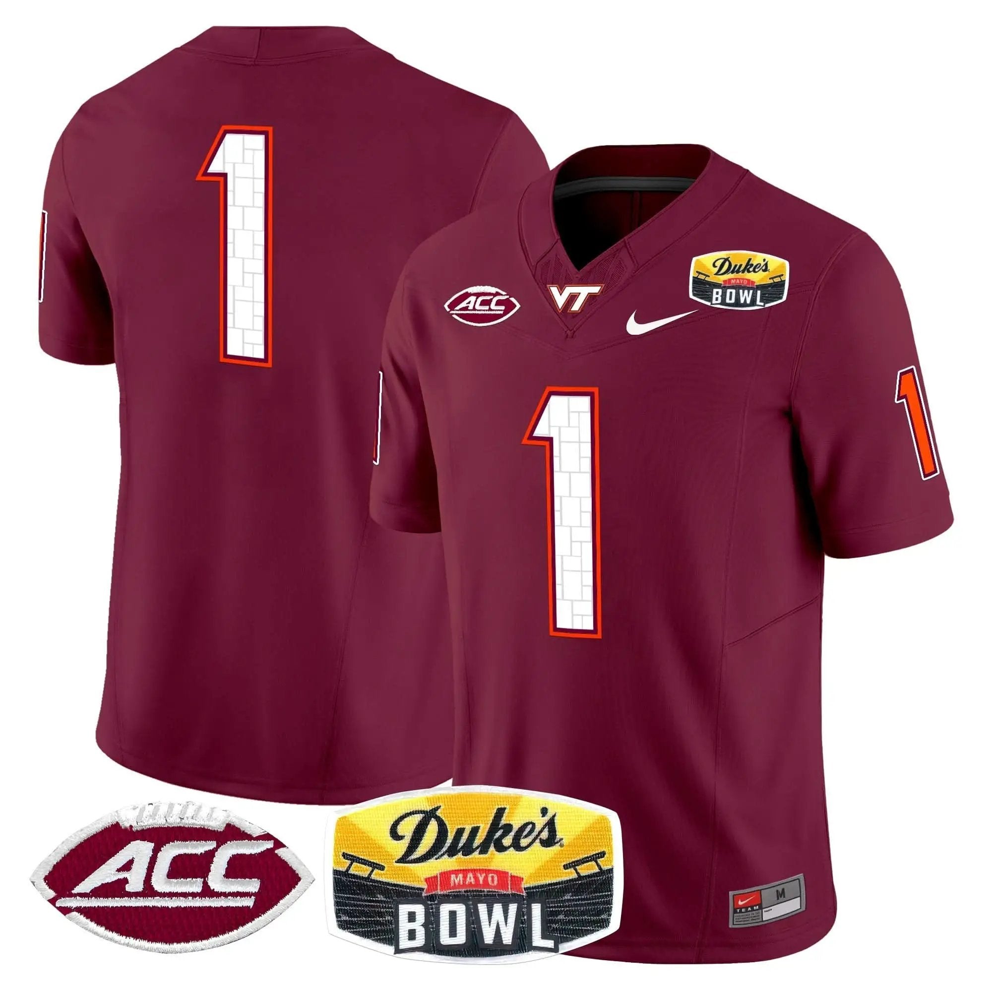 VTH 2025 Duke's Mayo Bowl Patch Vapor Limited Jersey by Virginia Tech Hokies