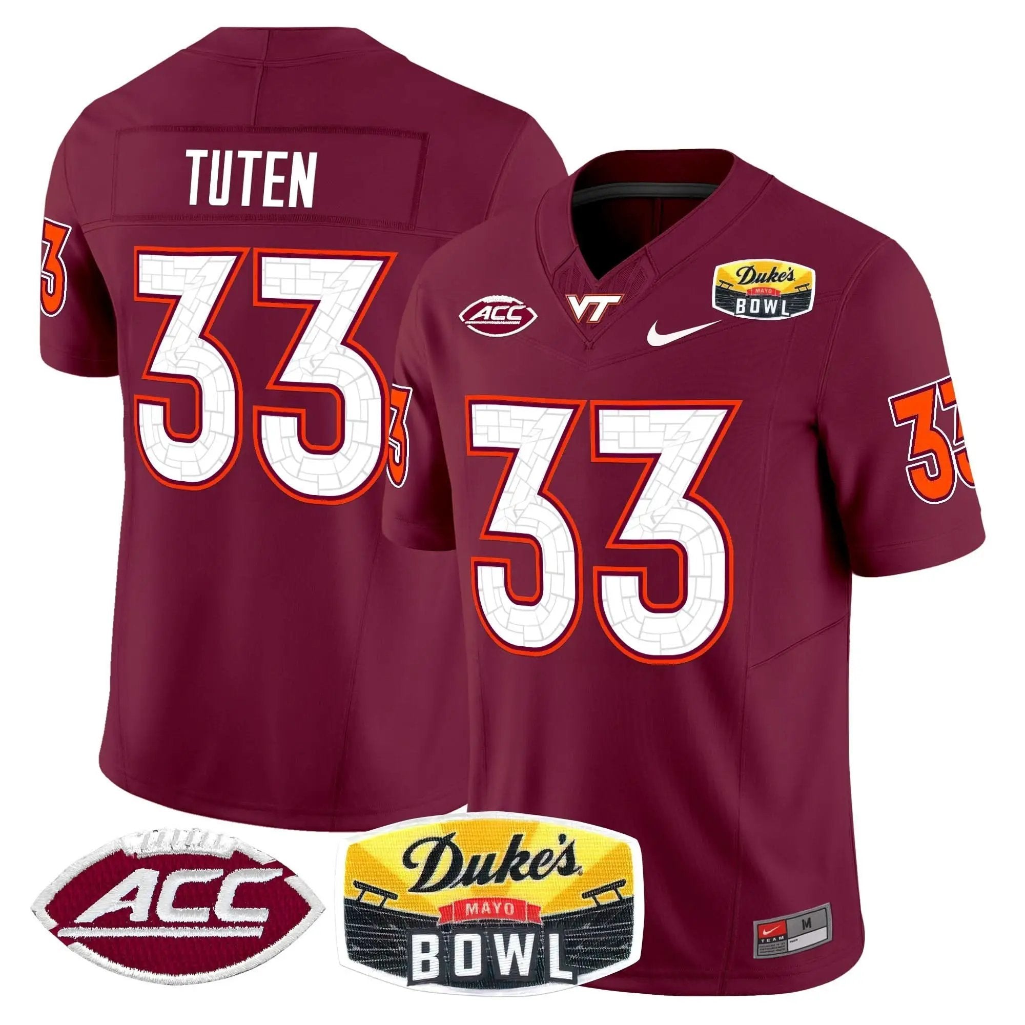 VTH 2025 Duke's Mayo Bowl Patch Vapor Limited Jersey by Virginia Tech Hokies