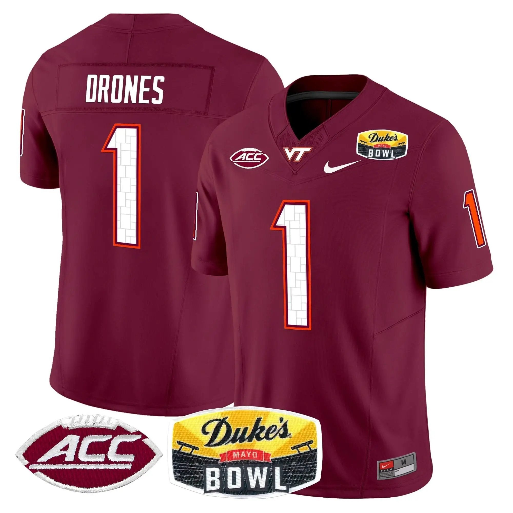 VTH 2025 Duke's Mayo Bowl Patch Vapor Limited Jersey by Virginia Tech Hokies