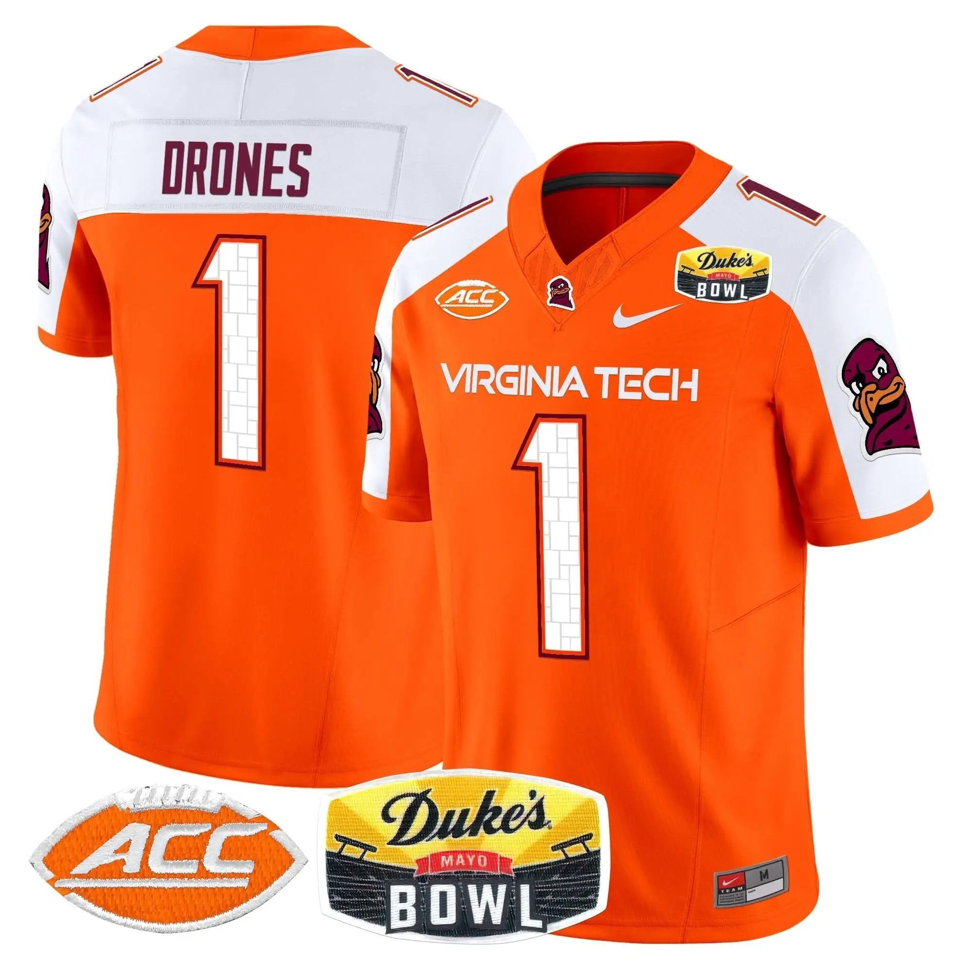 VTH 2025 Duke's Mayo Bowl Patch Vapor Limited Jersey by Virginia Tech Hokies