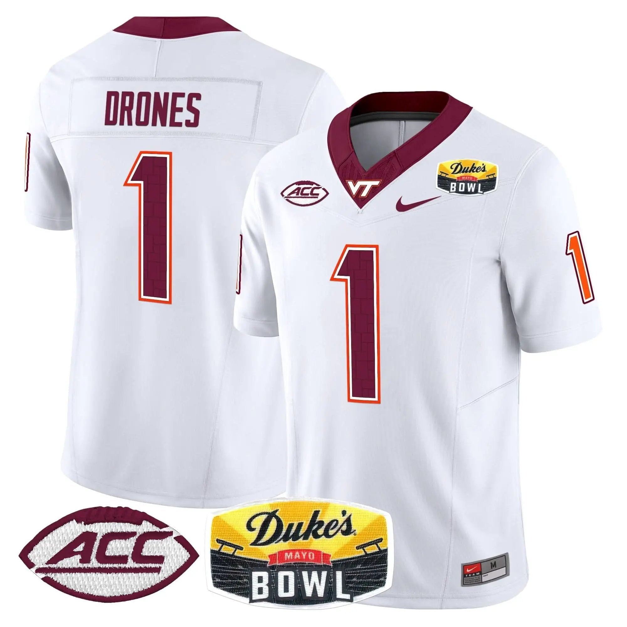 VTH 2025 Duke's Mayo Bowl Patch Vapor Limited Jersey by Virginia Tech Hokies