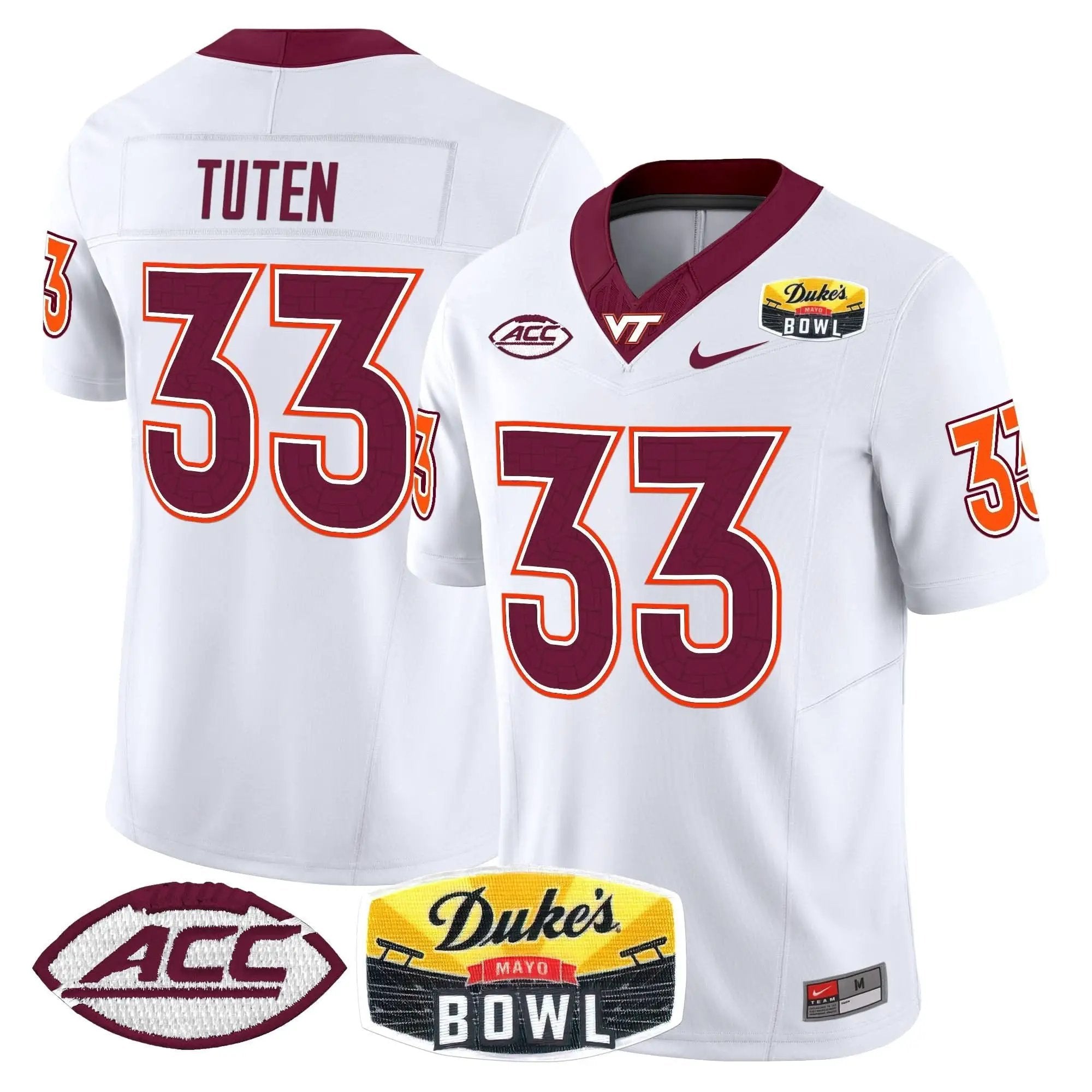 VTH 2025 Duke's Mayo Bowl Patch Vapor Limited Jersey by Virginia Tech Hokies