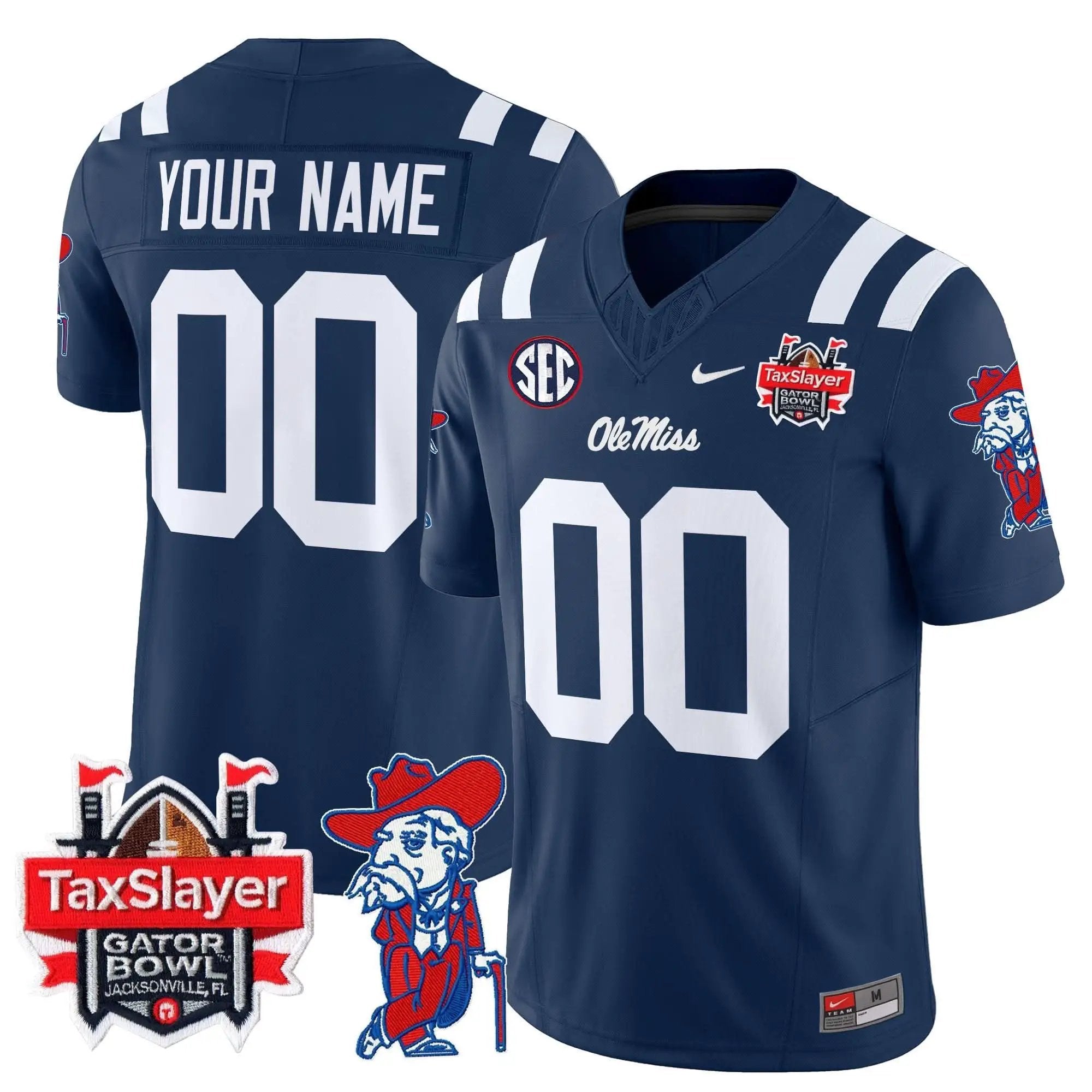 OMB 2025 Gator Bowl Patch Vapor Limited Custom Jersey by Ole Miss Rebels