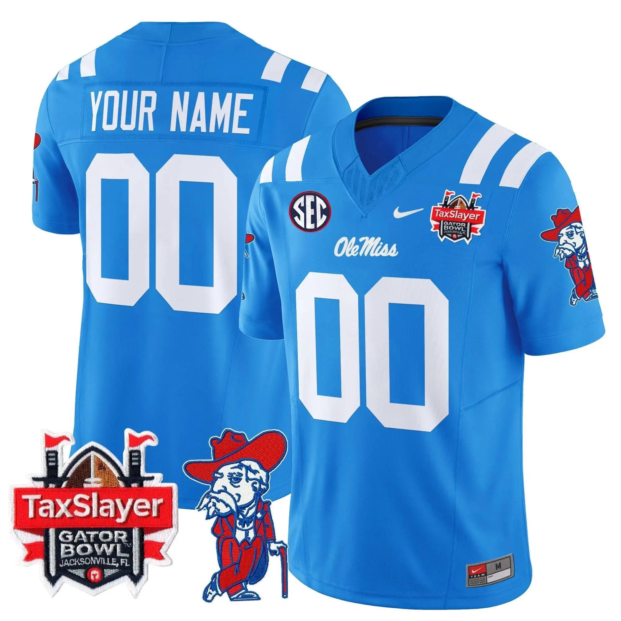 OMB 2025 Gator Bowl Patch Vapor Limited Custom Jersey by Ole Miss Rebels