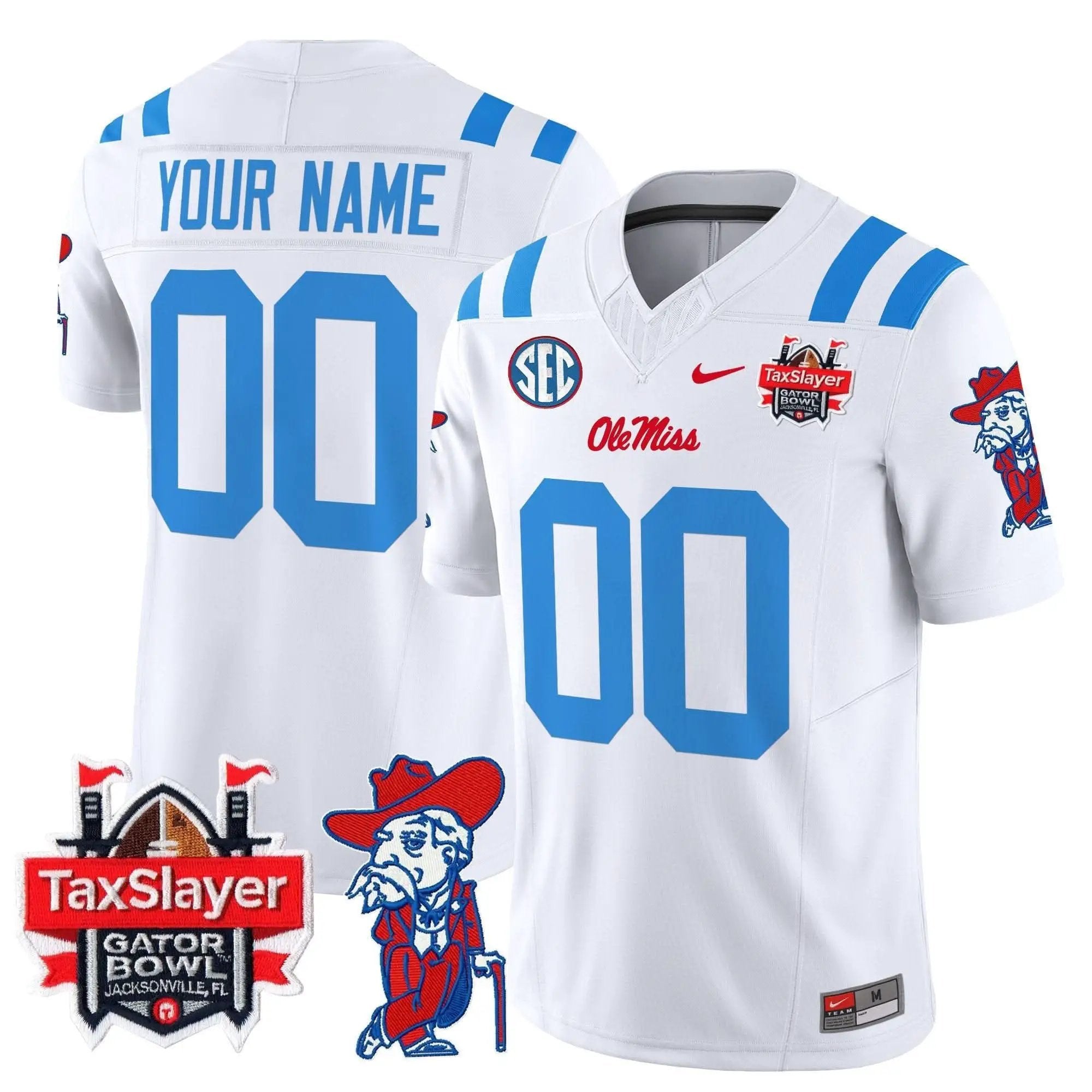 OMB 2025 Gator Bowl Patch Vapor Limited Custom Jersey by Ole Miss Rebels