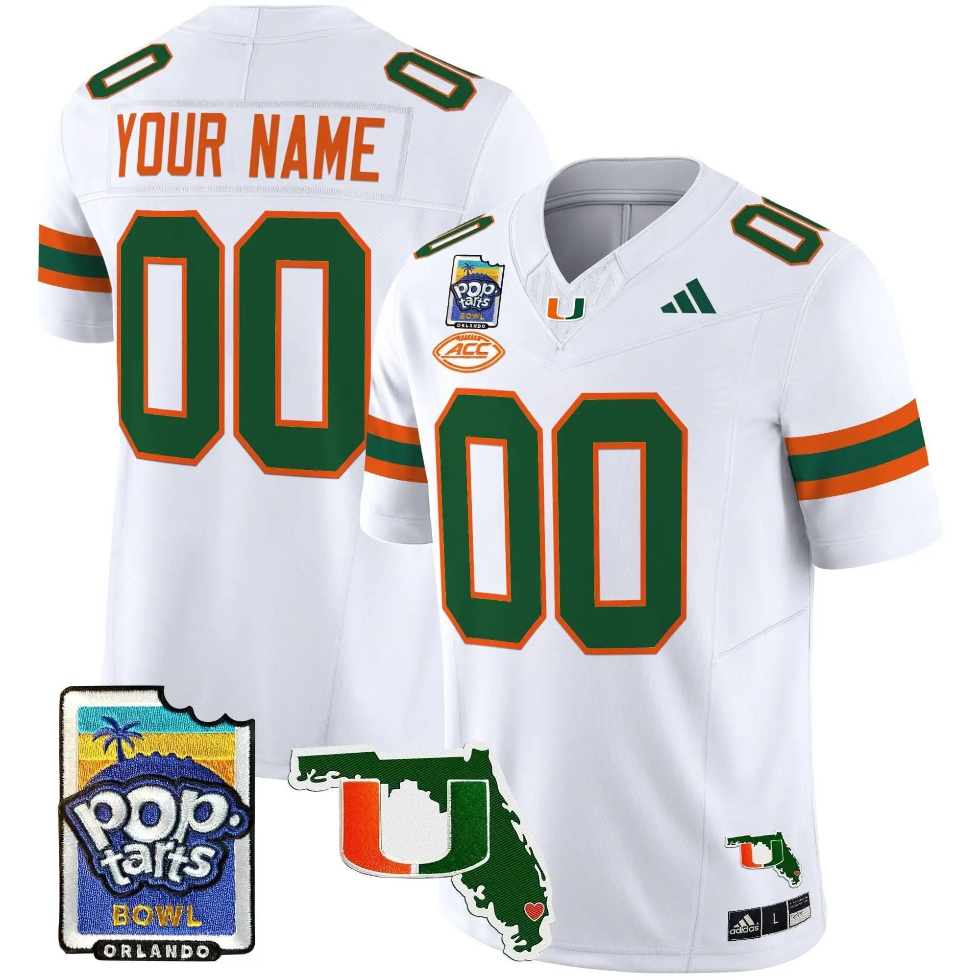 MH 2025 PopTarts Bowl Patch Vapor Limited Custom Jersey by Miami Hurricanes