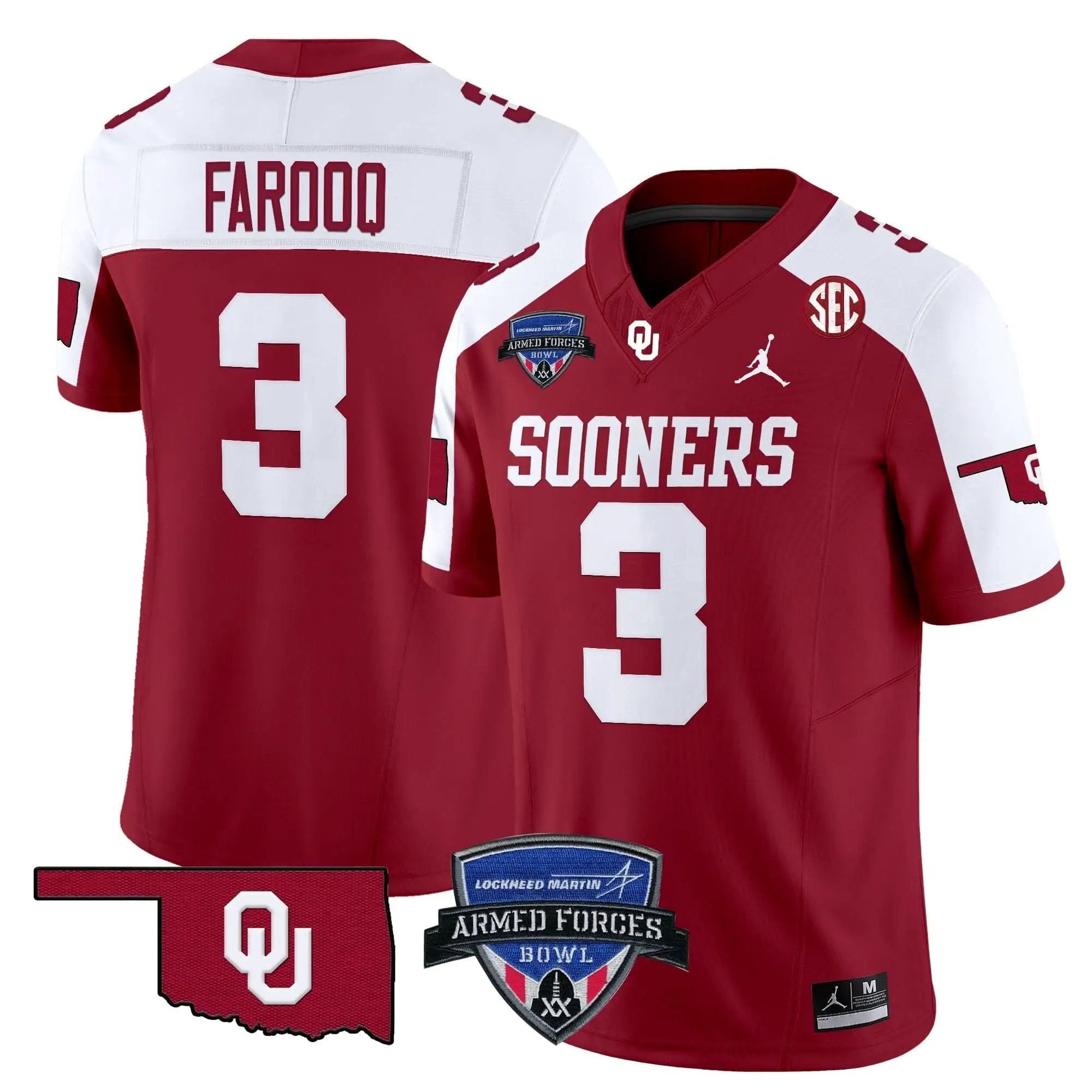 OS 2025 Armed Forces Bowl Patch Vapor Limited Jersey by Oklahoma Sooners