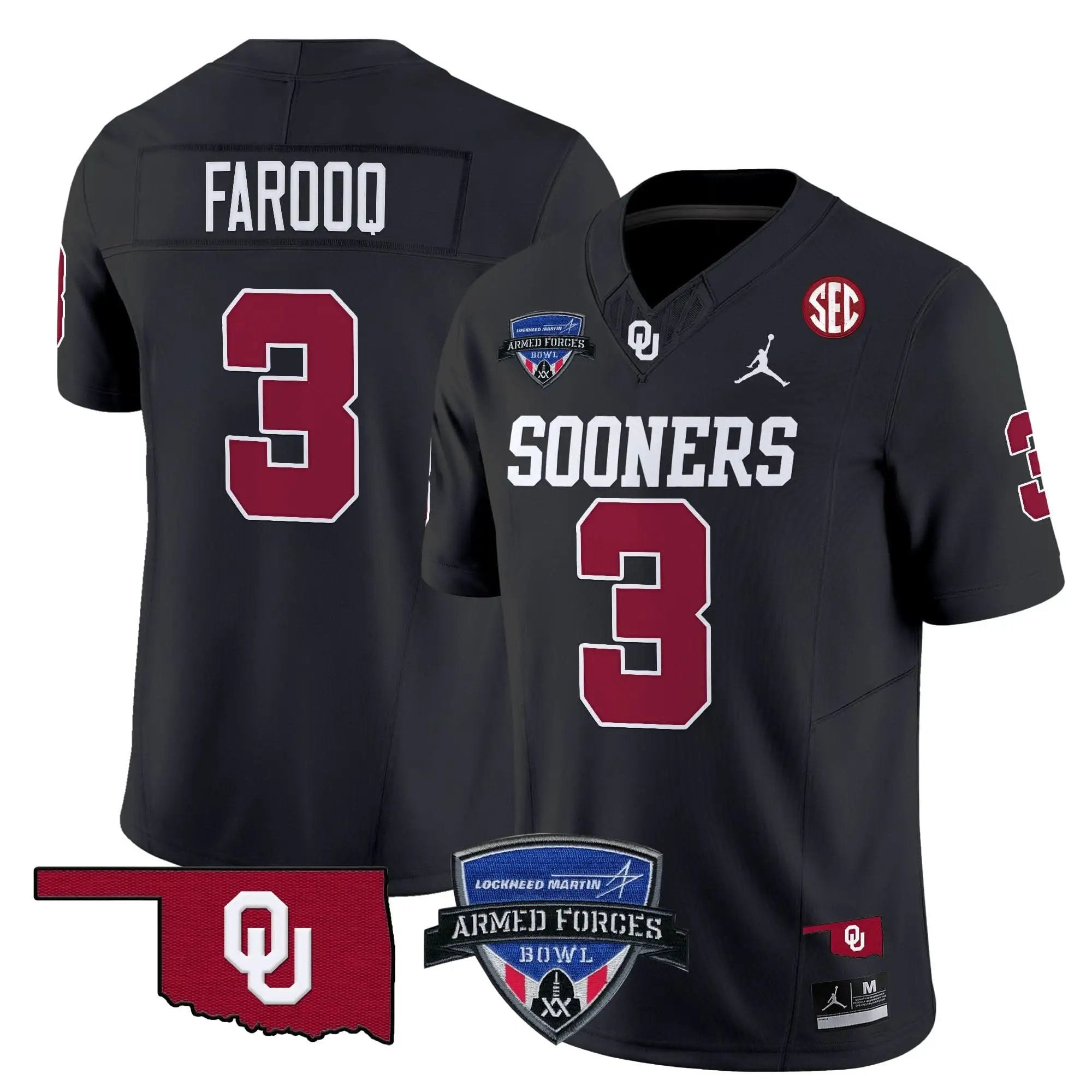 OS 2025 Armed Forces Bowl Patch Vapor Limited Jersey by Oklahoma Sooners