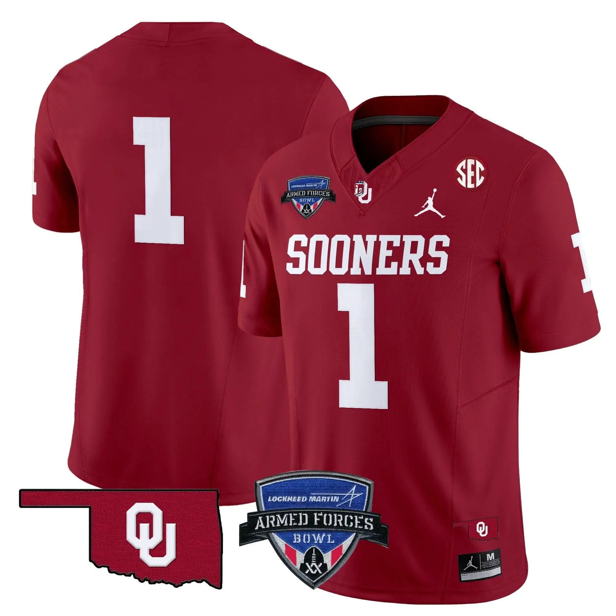 OS 2025 Armed Forces Bowl Patch Vapor Limited Jersey by Oklahoma Sooners