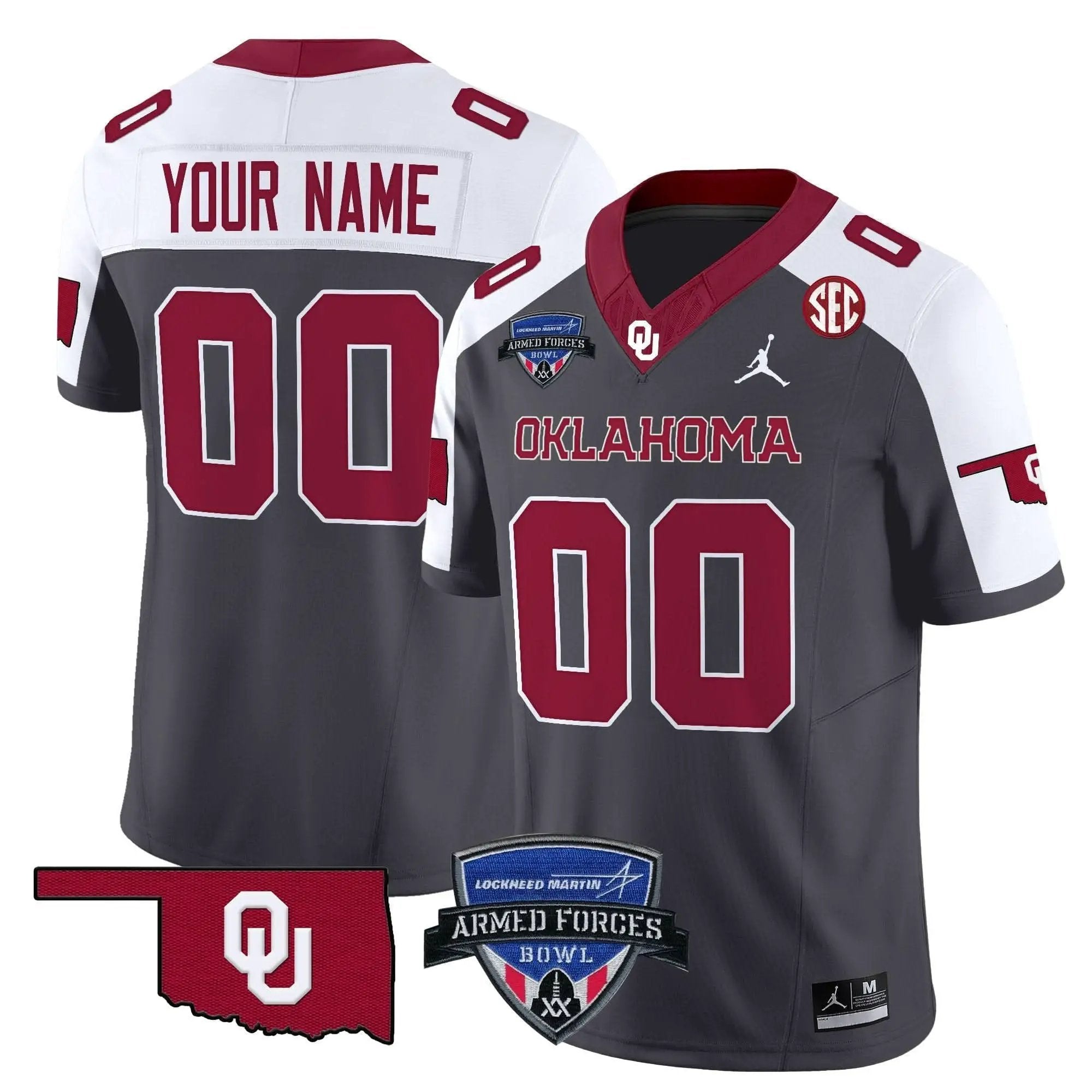 OS 2025 Armed Forces Bowl Patch Vapor Limited Custom Jersey by Oklahoma Sooners