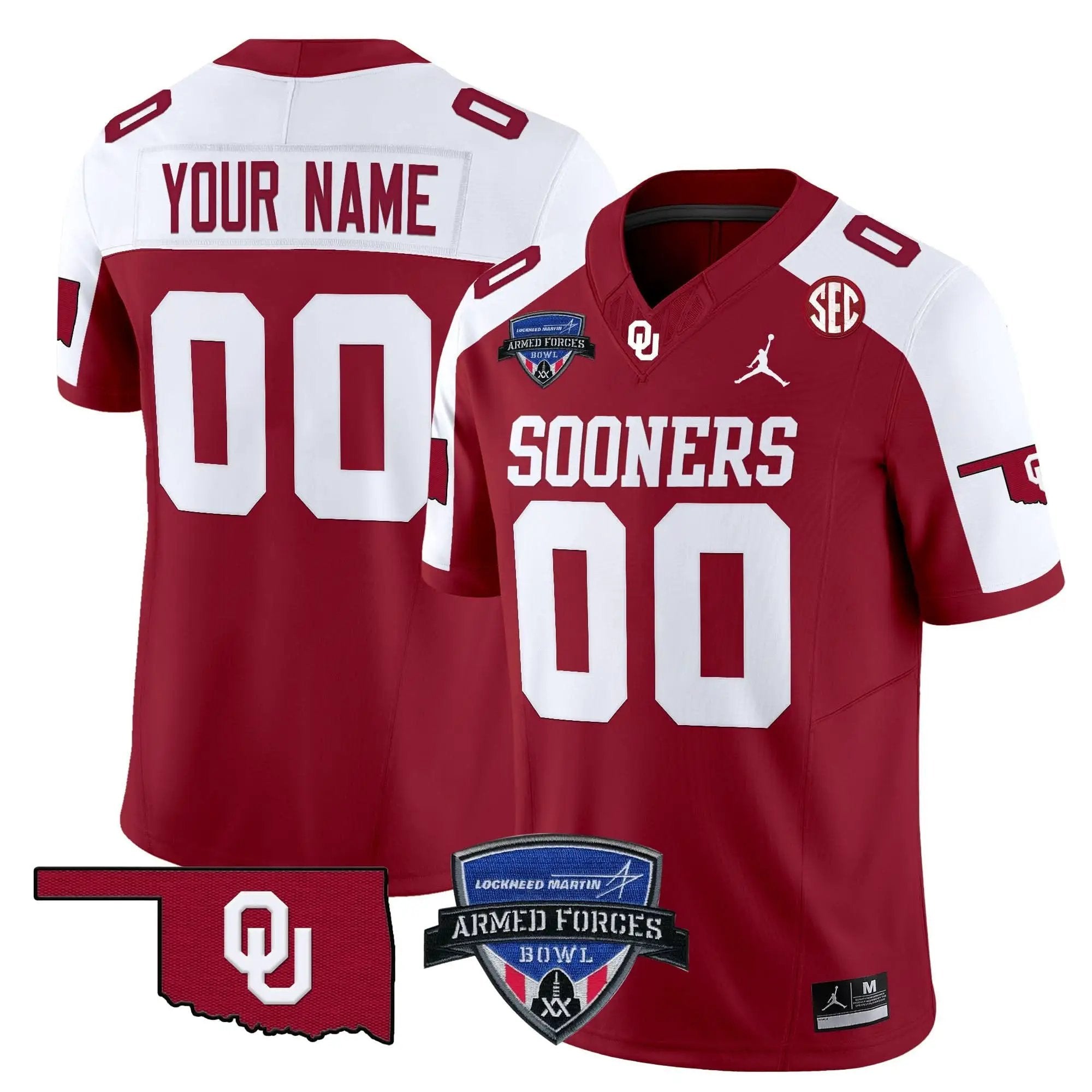 OS 2025 Armed Forces Bowl Patch Vapor Limited Custom Jersey by Oklahoma Sooners