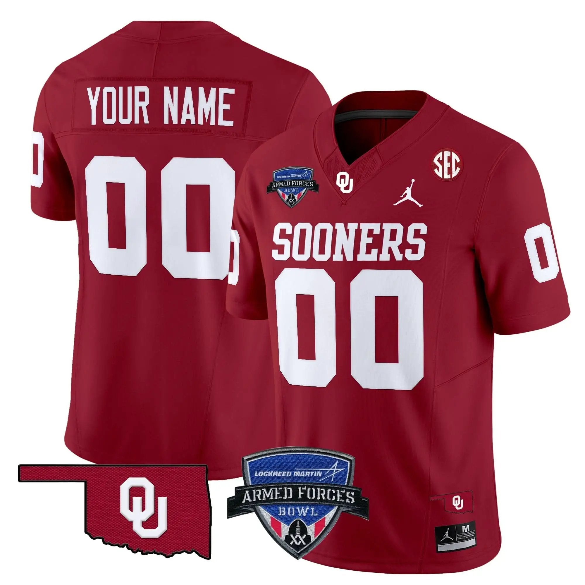 OS 2025 Armed Forces Bowl Patch Vapor Limited Custom Jersey by Oklahoma Sooners
