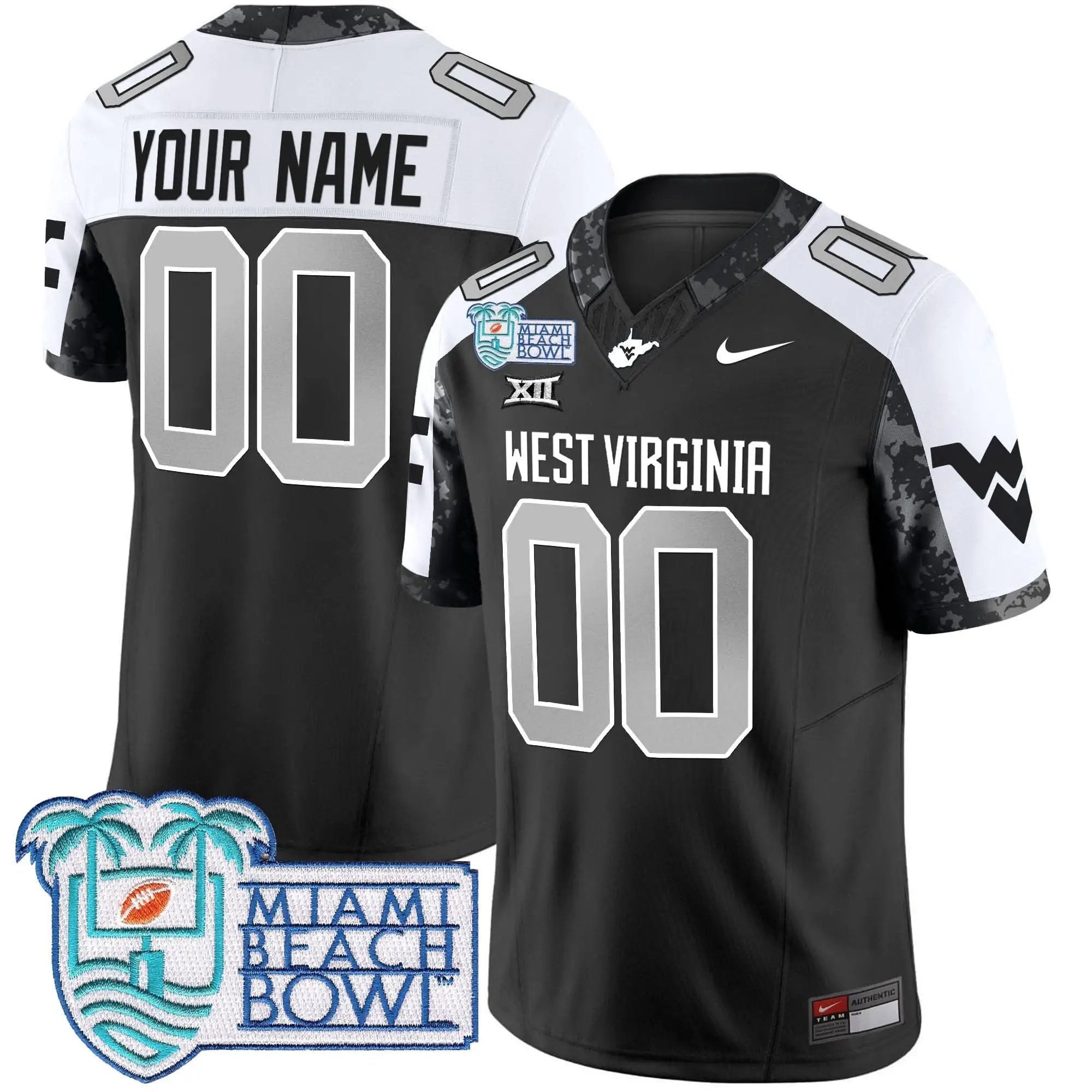 WVM 2025 Miami Beach Bowl Patch Vapor Limited Custom Jersey by West Virginia Mountaineers
