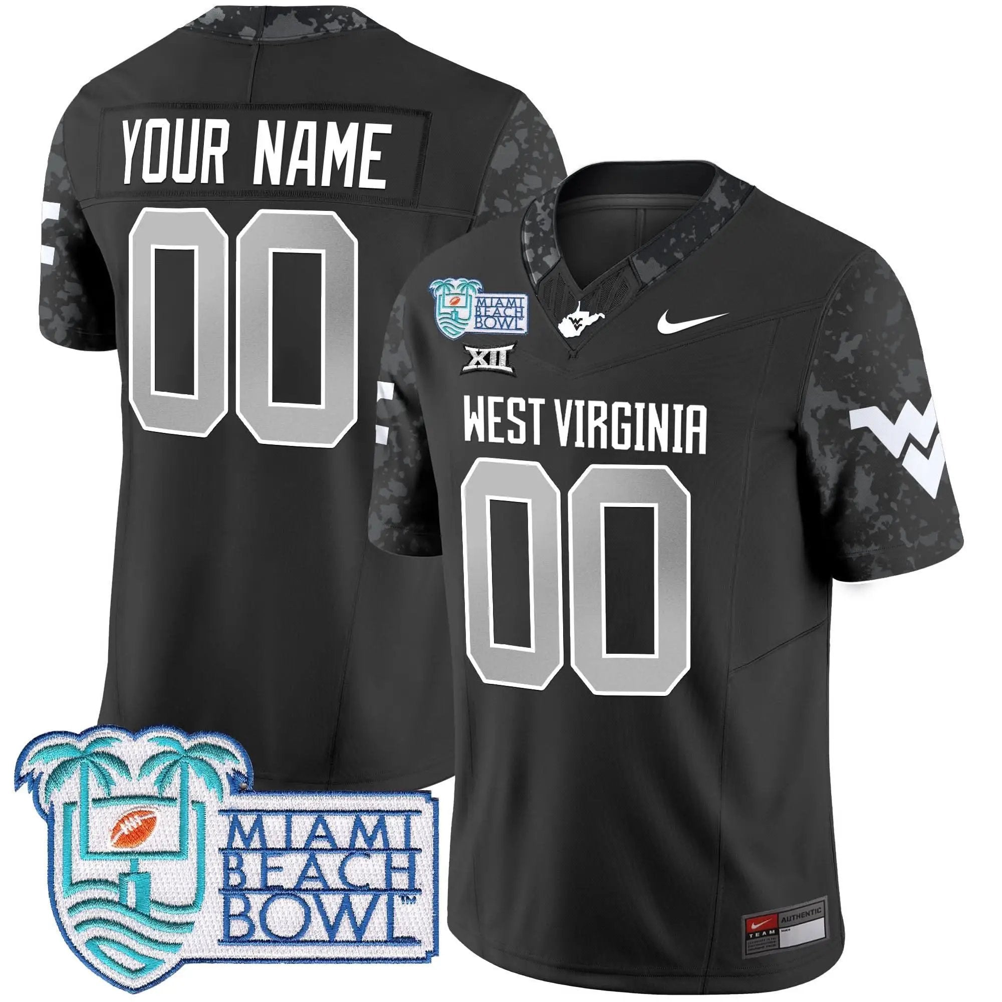 WVM 2025 Miami Beach Bowl Patch Vapor Limited Custom Jersey by West Virginia Mountaineers
