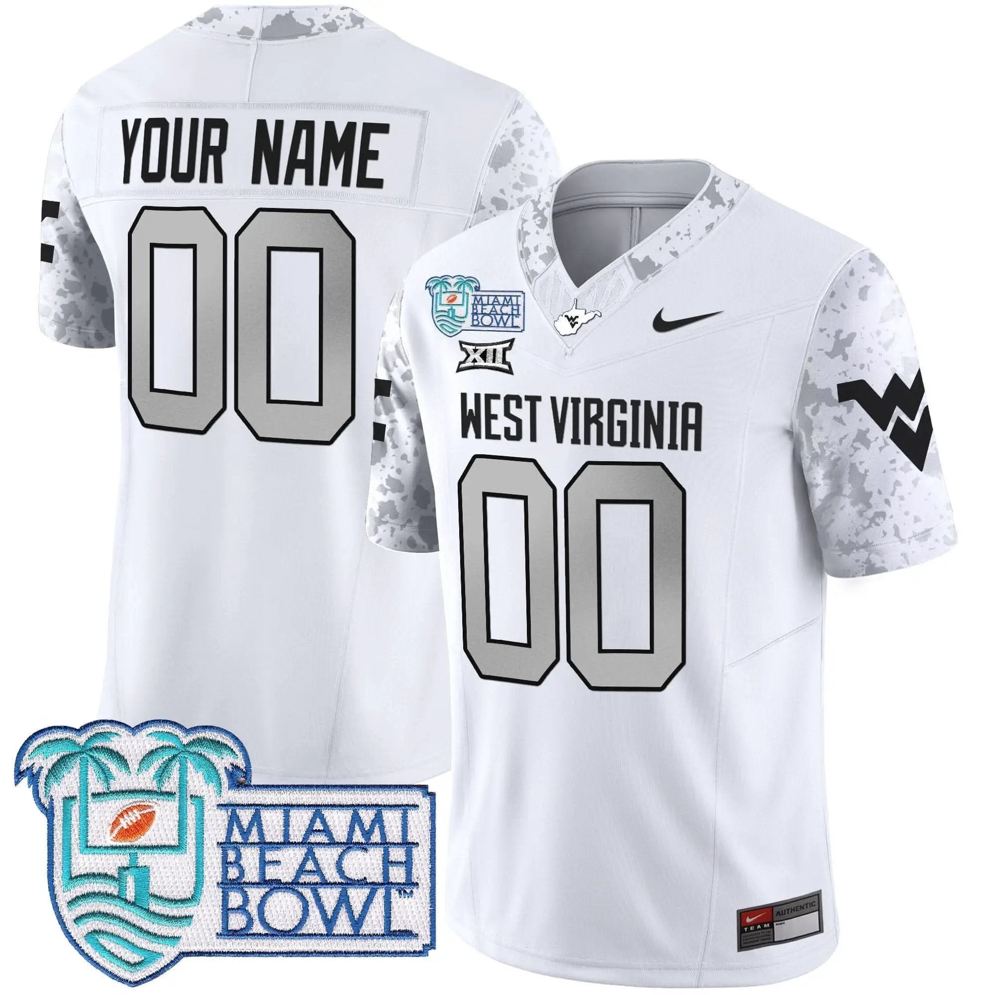 WVM 2025 Miami Beach Bowl Patch Vapor Limited Custom Jersey by West Virginia Mountaineers
