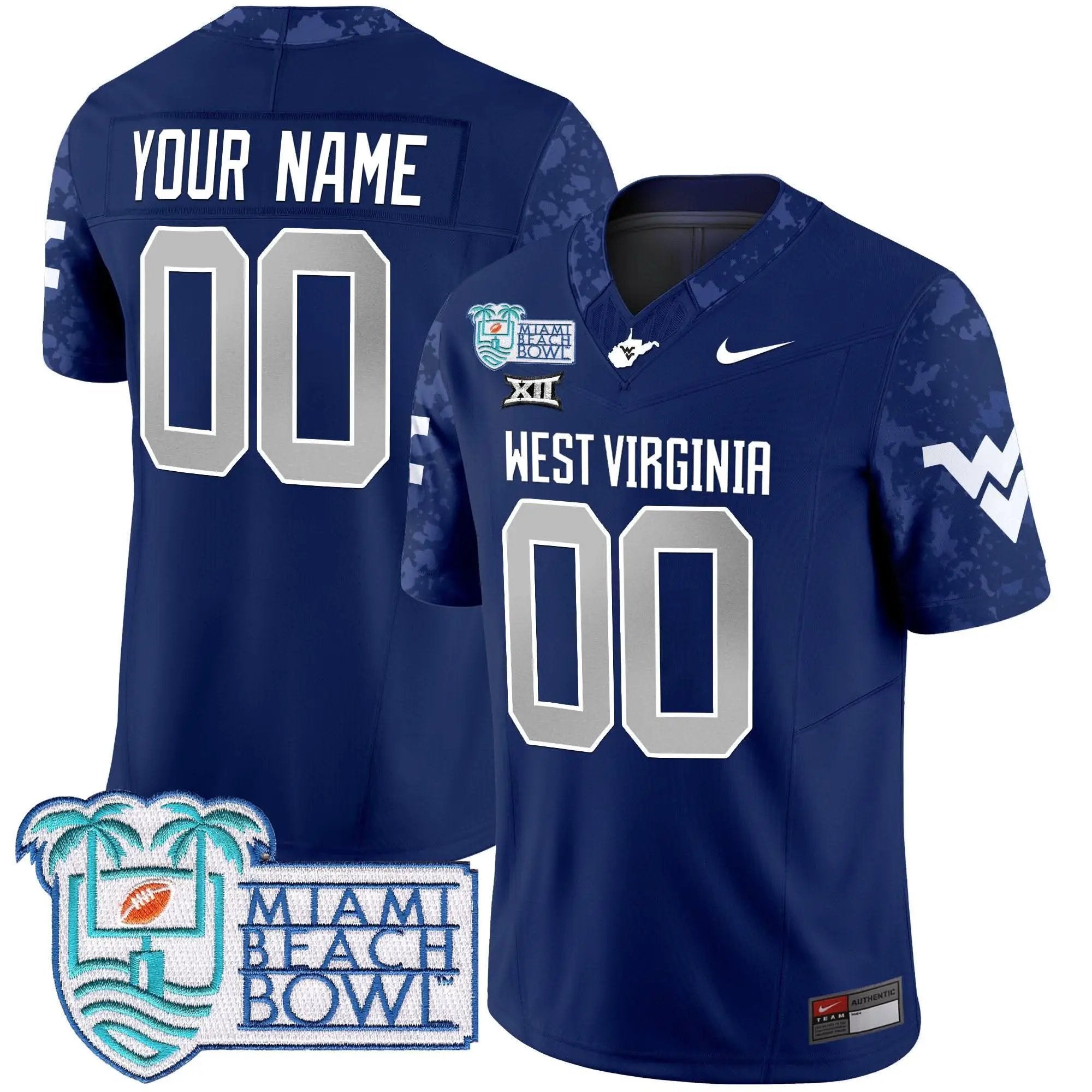 WVM 2025 Miami Beach Bowl Patch Vapor Limited Custom Jersey by West Virginia Mountaineers