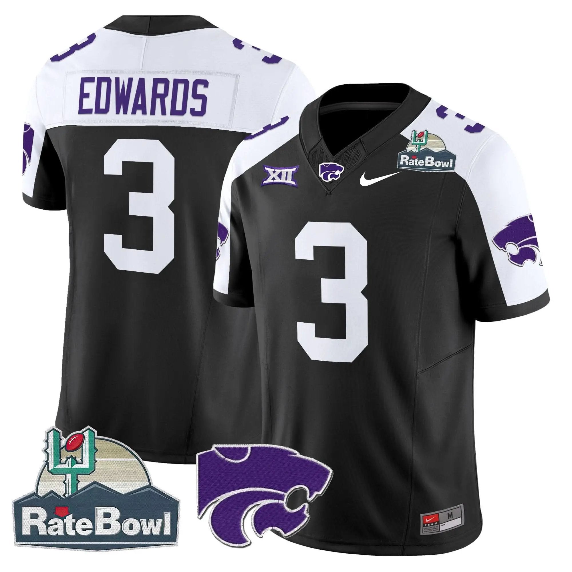 Kansas State Wildcats 2025 Rate Bowl Patch Vapor Limited Jersey by Kansas State Wildcats