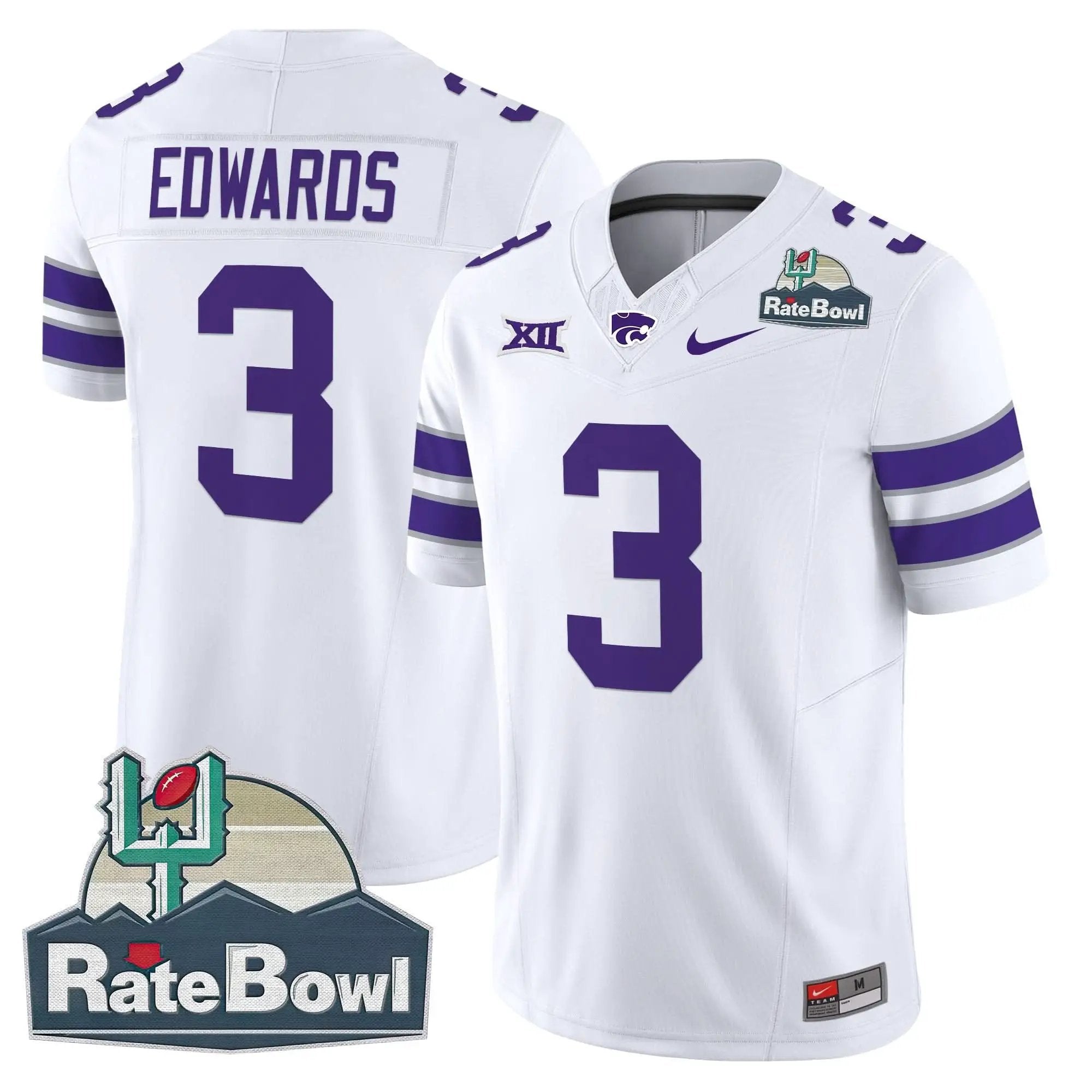 Kansas State Wildcats 2025 Rate Bowl Patch Vapor Limited Jersey by Kansas State Wildcats