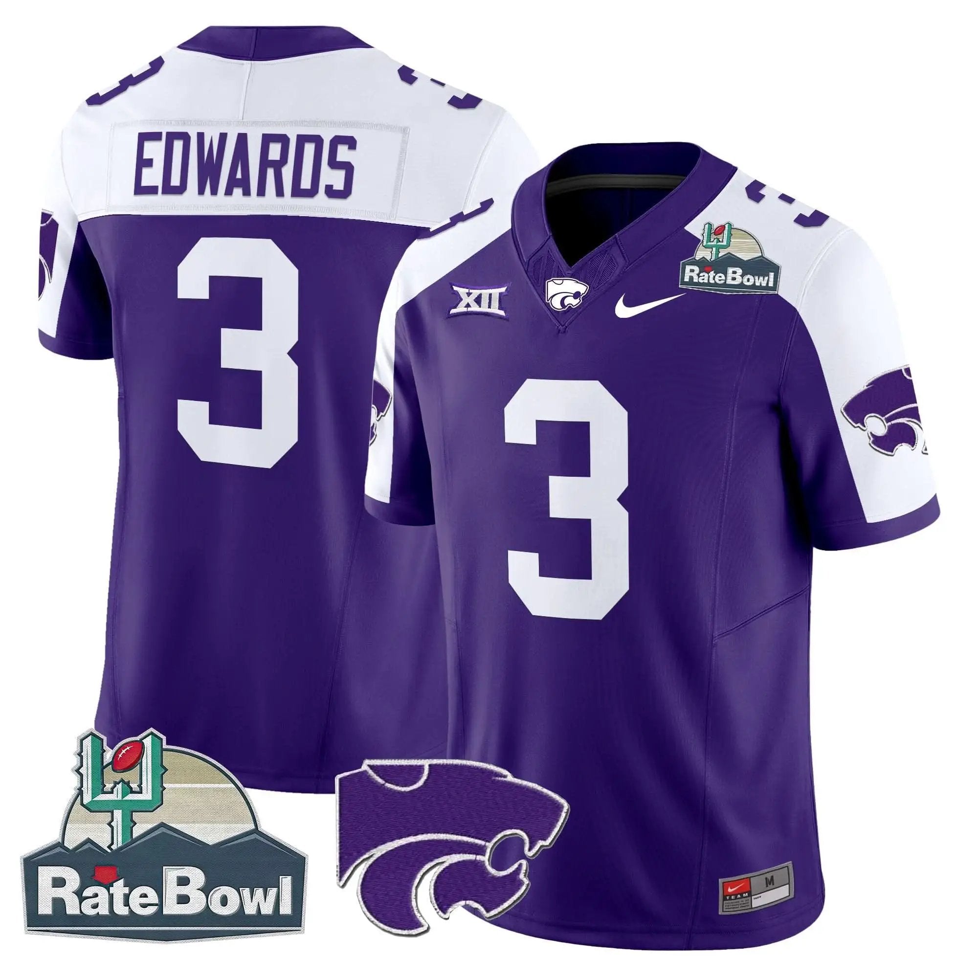 Kansas State Wildcats 2025 Rate Bowl Patch Vapor Limited Jersey by Kansas State Wildcats