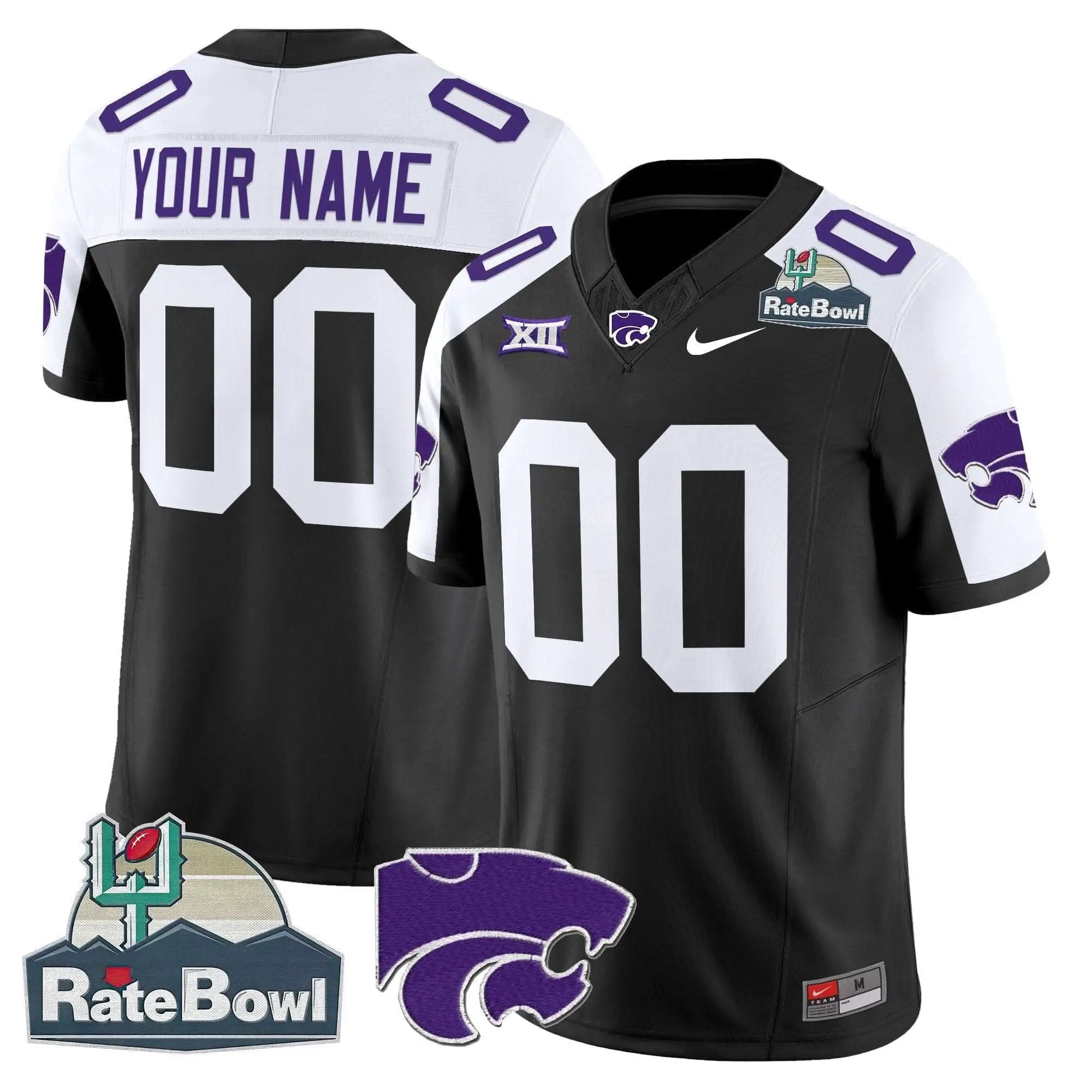 Kansas State Wildcats 2025 Rate Bowl Patch Vapor Limited Custom Jersey by Kansas State Wildcats