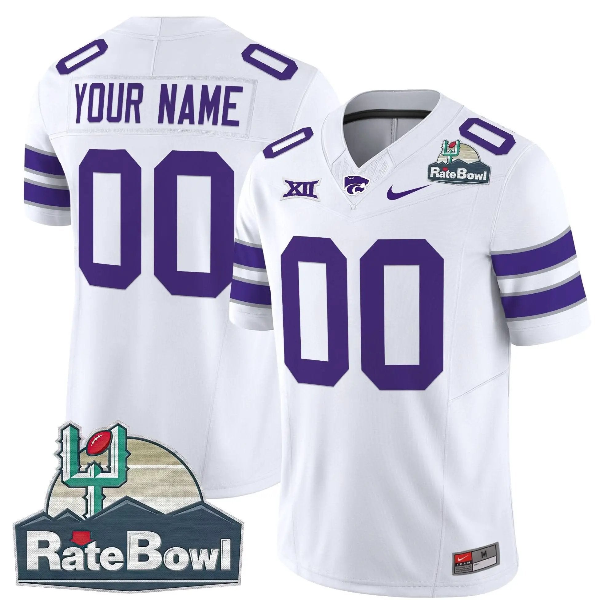 Kansas State Wildcats 2025 Rate Bowl Patch Vapor Limited Custom Jersey by Kansas State Wildcats