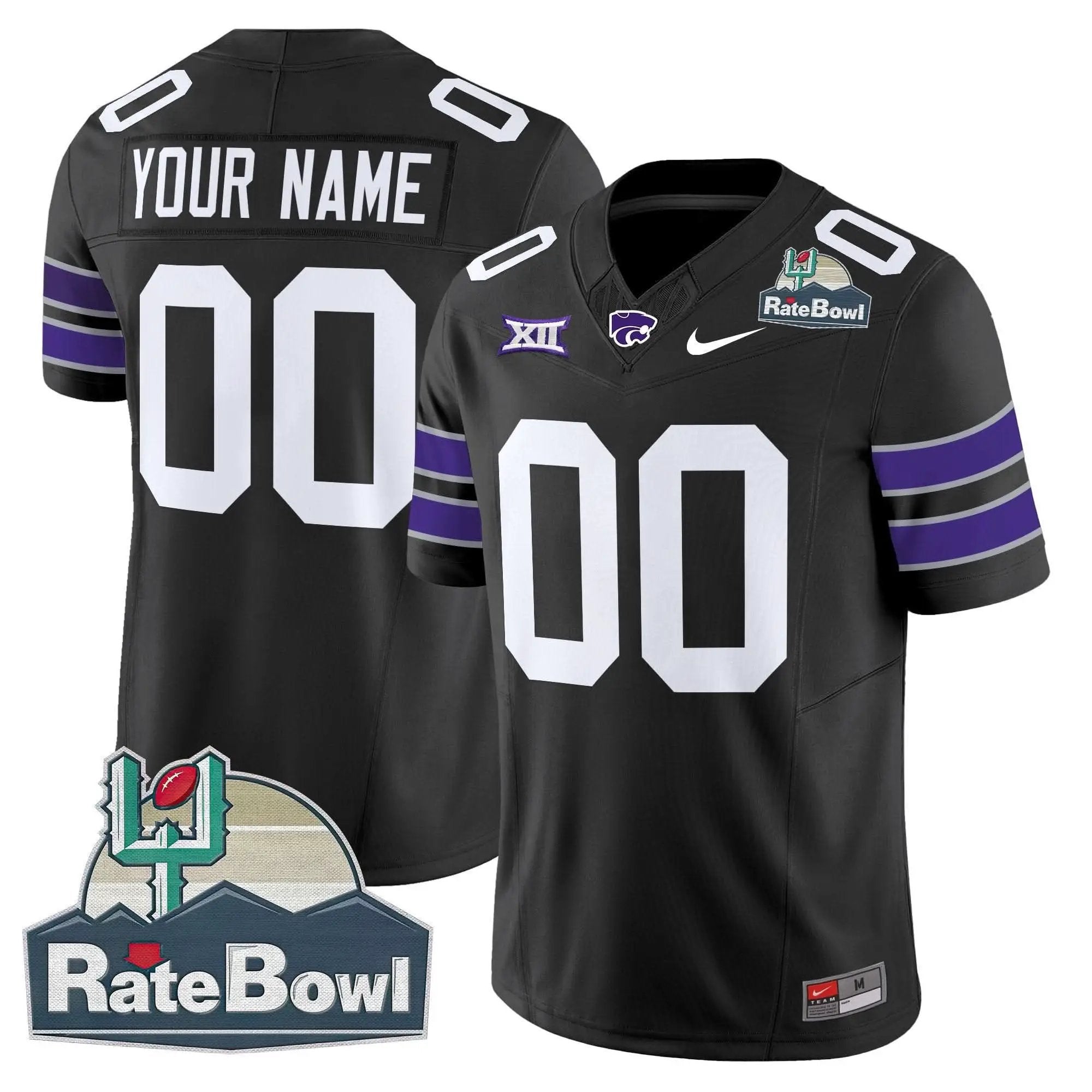 Kansas State Wildcats 2025 Rate Bowl Patch Vapor Limited Custom Jersey by Kansas State Wildcats